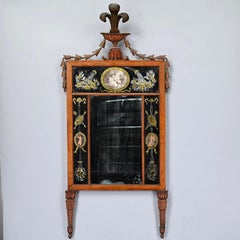 Early 19th Century George III Neoclassical Carved Beechwood and Eglomise Mirror