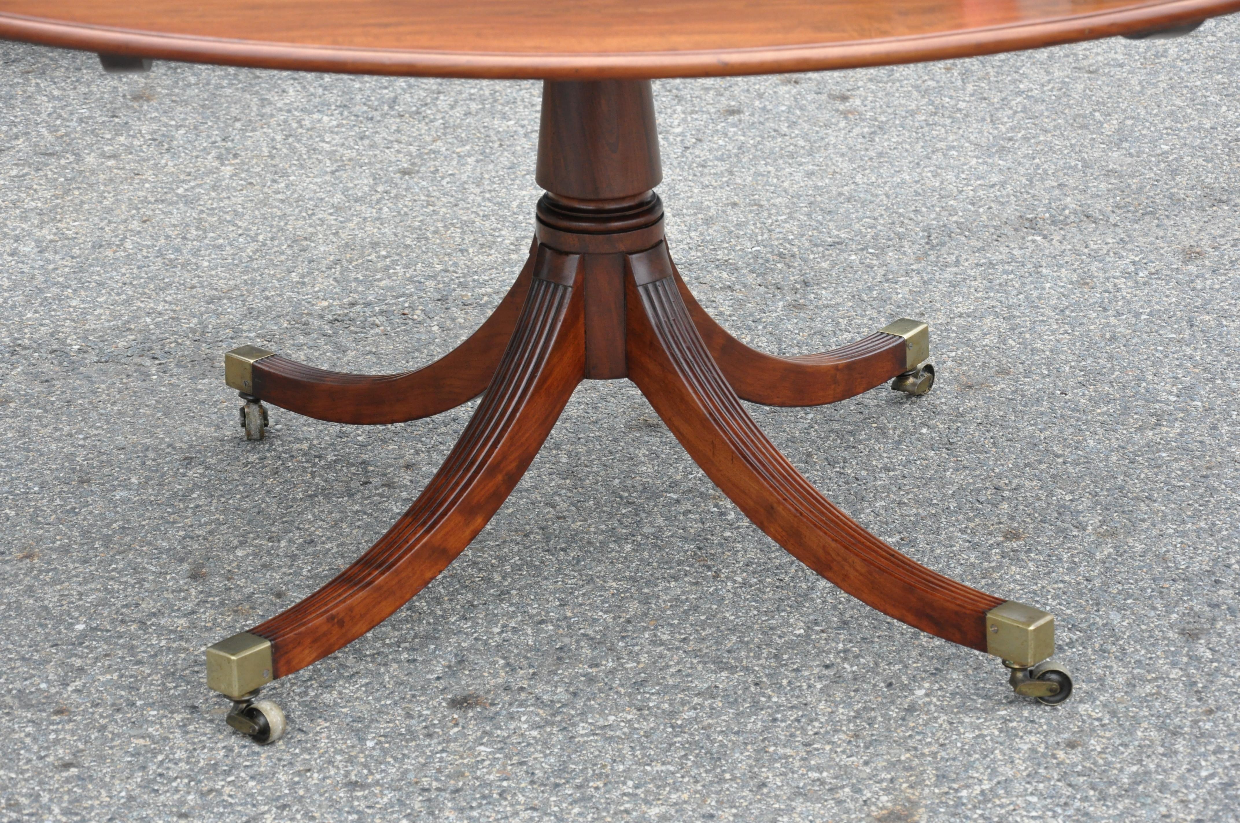 Period early 19th century well figured solid mahogany tilt-top breakfast or dining table. Beautiful patina and color. Magnificent specimen.