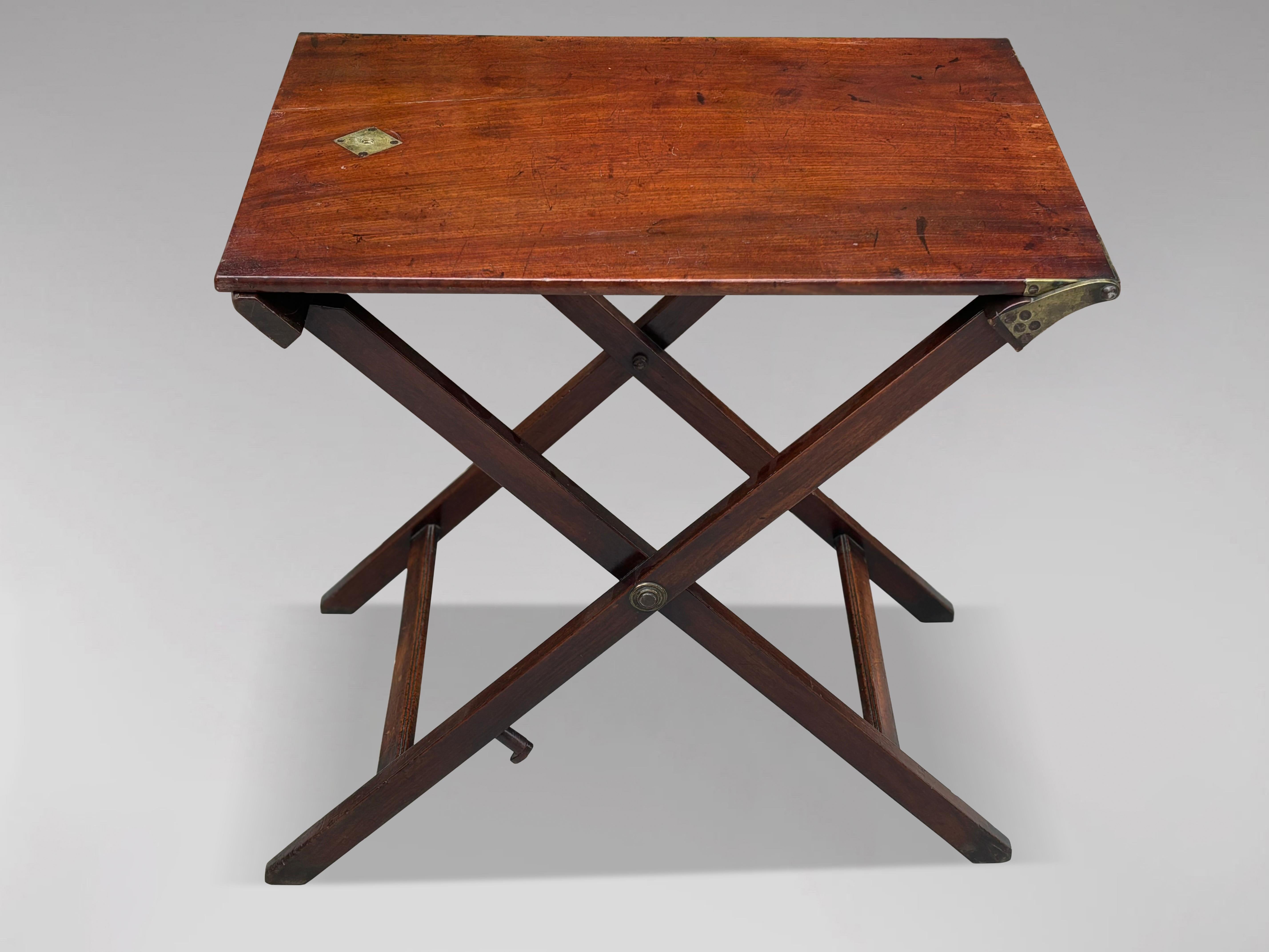 Polished Early 19th Century George III Period Military Campaign Butlers Tray on Stand