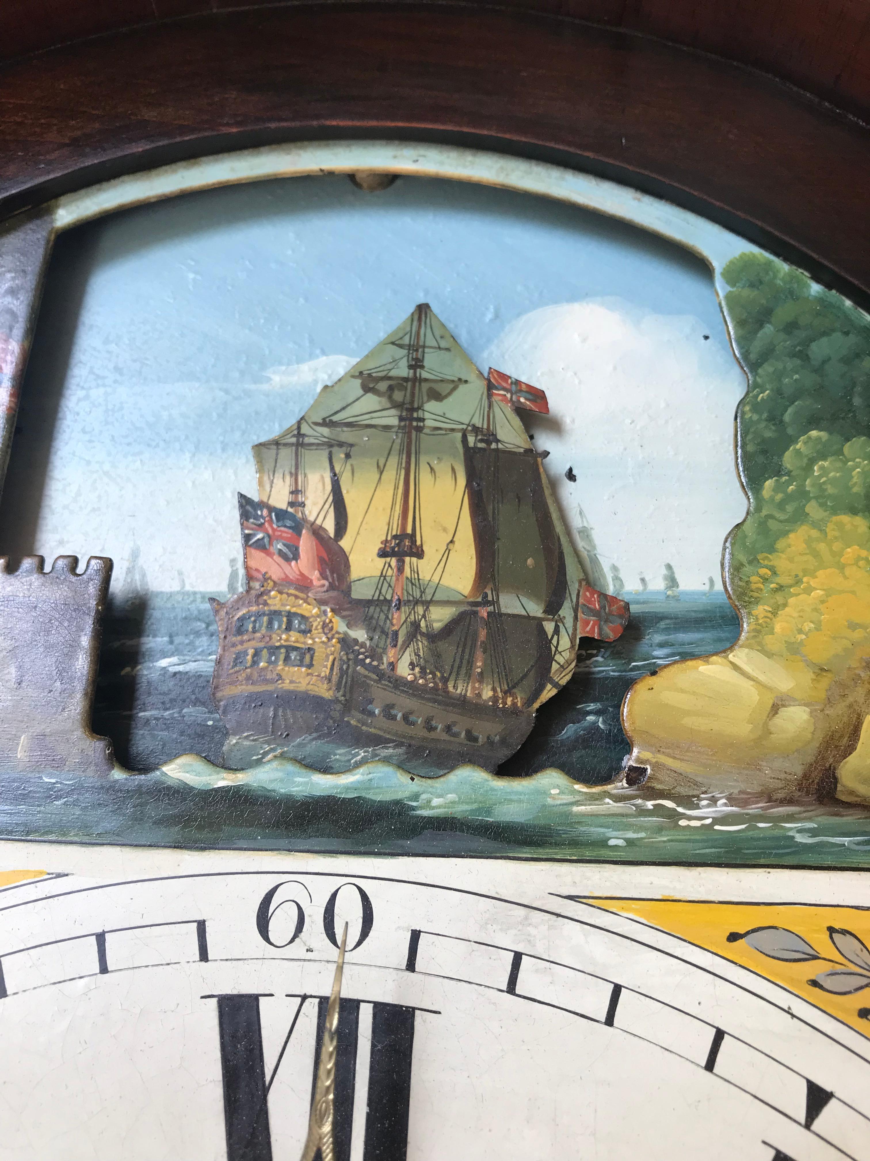 Early 19th Century III Rocking Ship Automaton Longcase Clock For