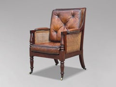 Early 19th Century George IV Period Mahogany Caned Library Bergère