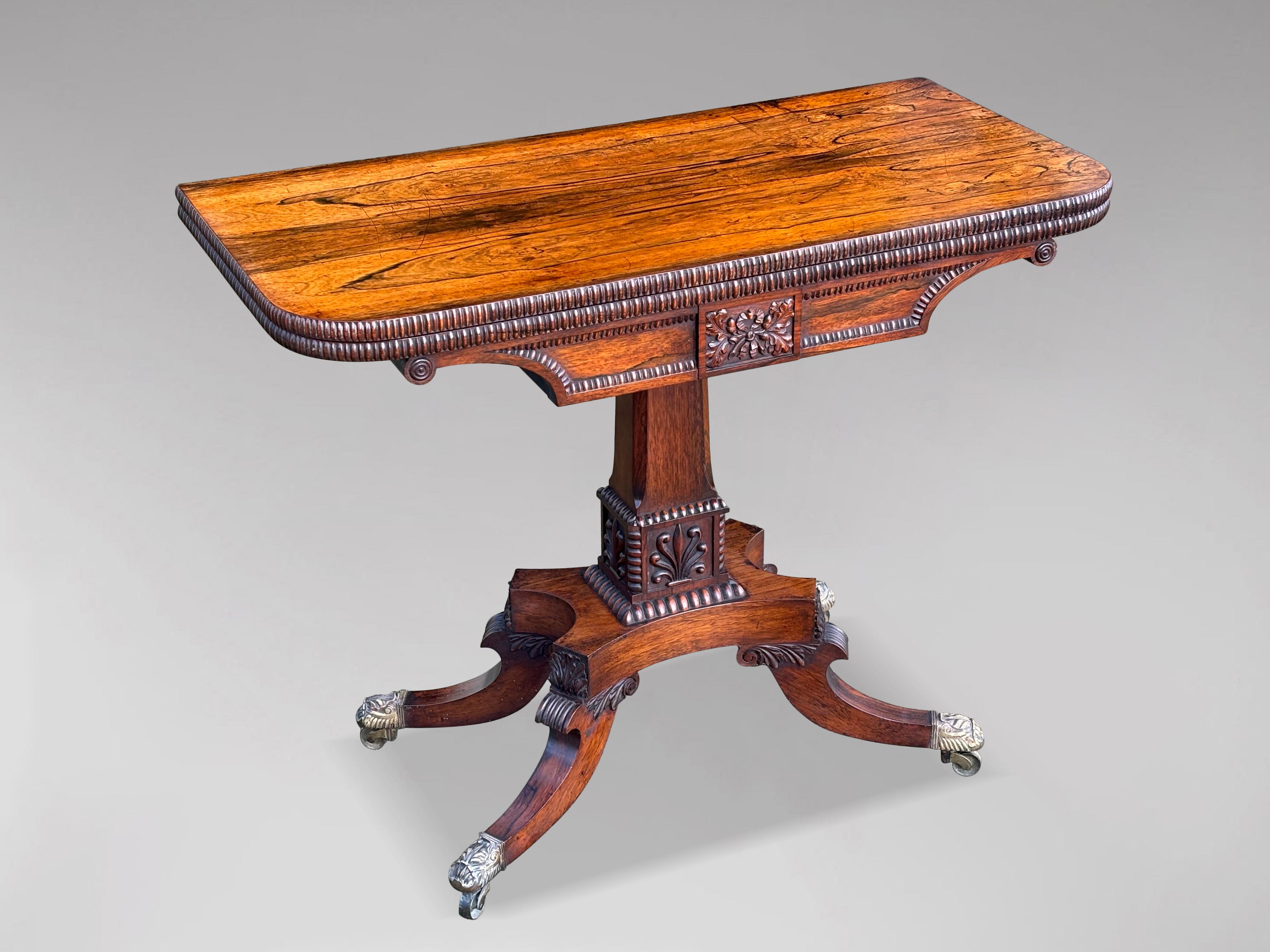 Mesa de cartas plegable de palisandro de principios del siglo XIX, época de Jorge IV en venta 5