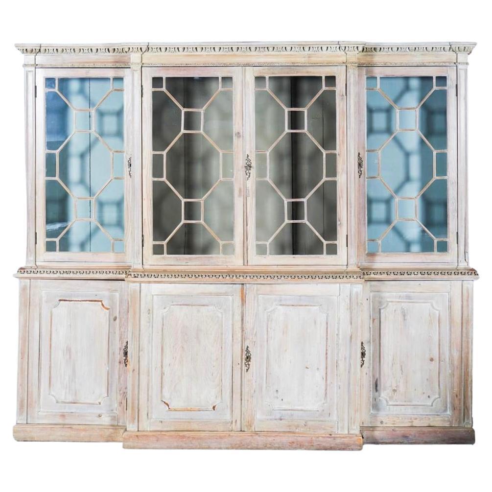 19th Century Georgian Bleached Pine Breakfront Bookcase