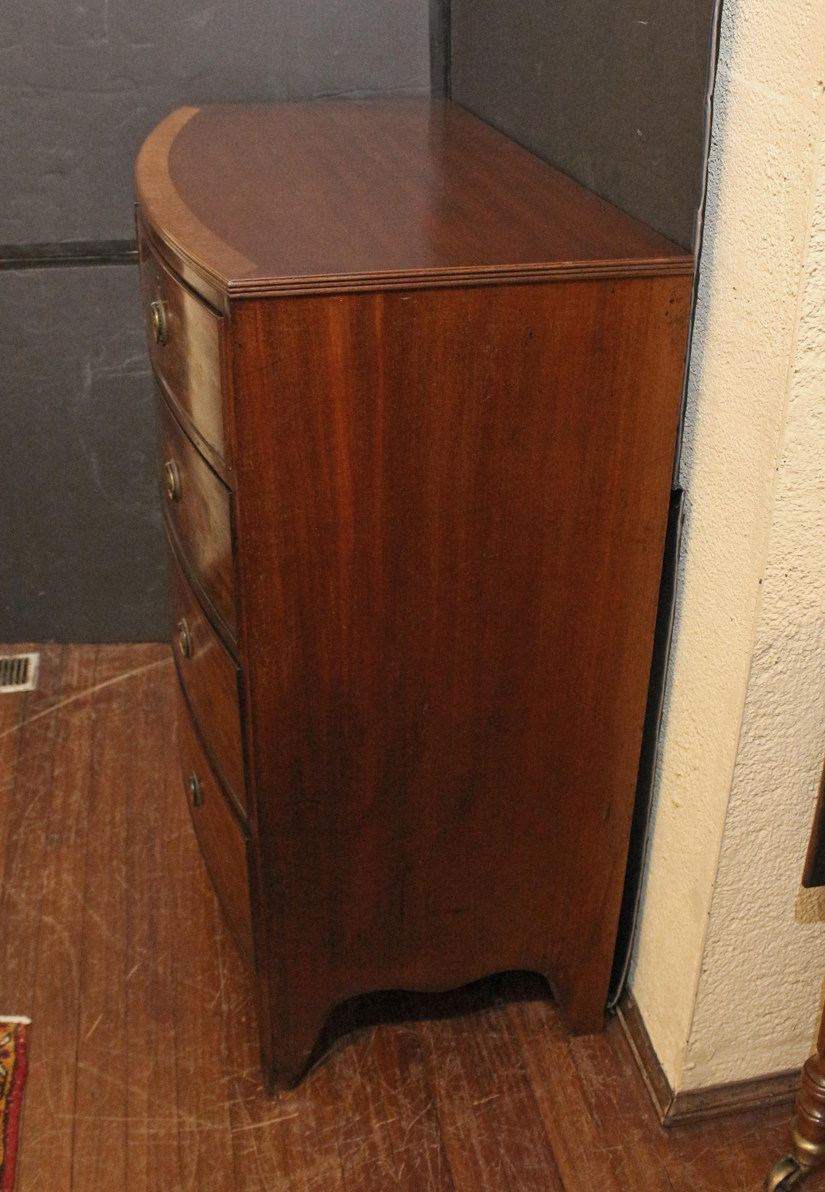 English Early 19th Century Georgian Bowfront Chest of Drawers