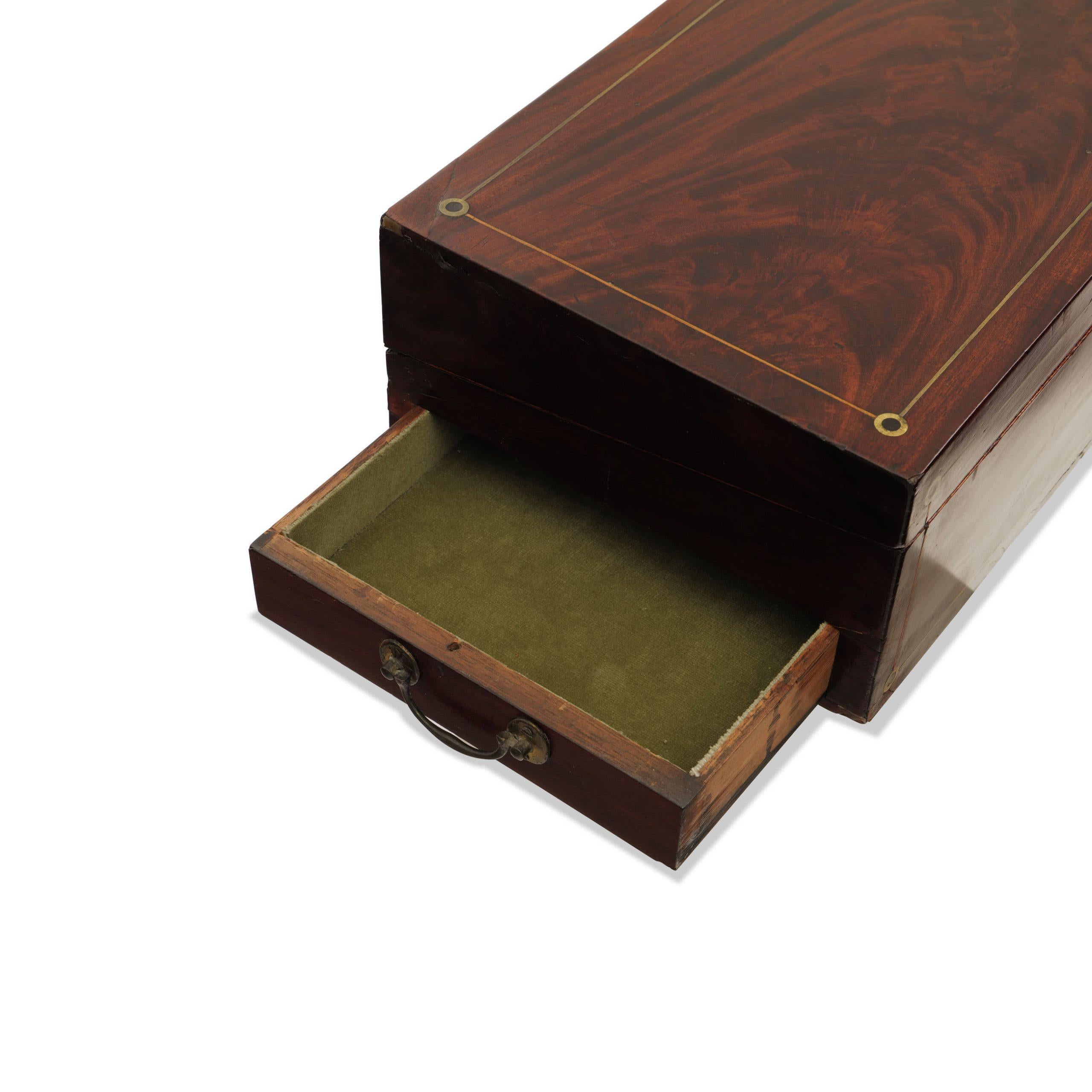 Early 19th Century Georgian English Travel Writing Box Mahogany For Sale 1