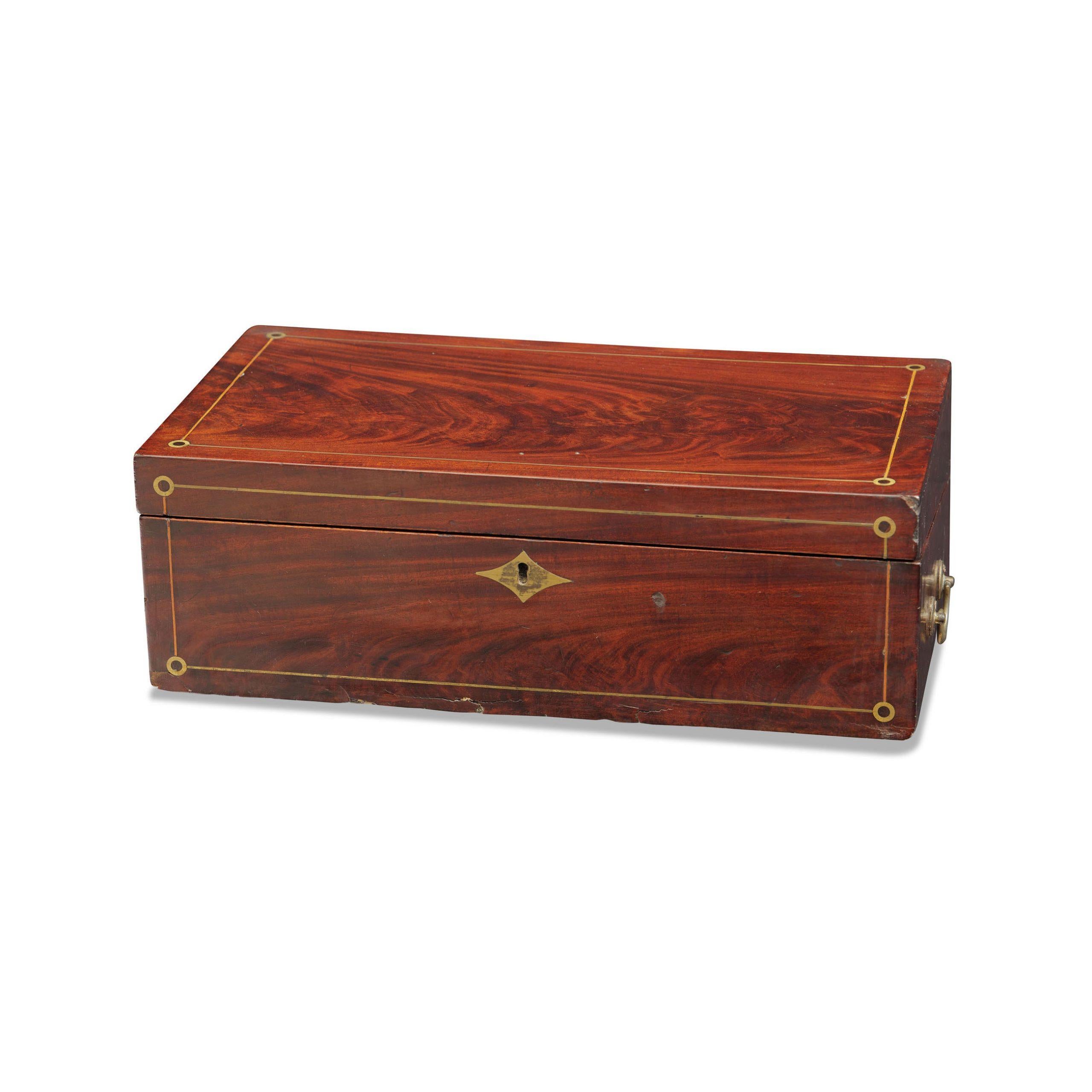 Early 19th Century Georgian English Travel Writing Box Mahogany For Sale 2