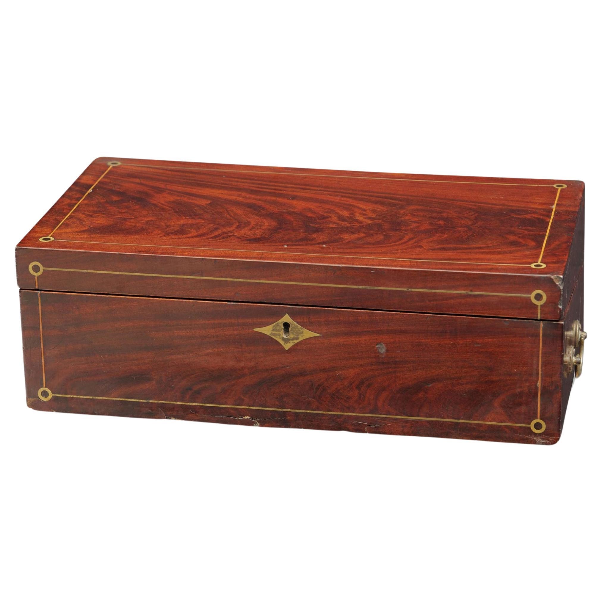 Early 19th Century Georgian English Travel Writing Box Mahogany For Sale
