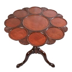 Early 19th Century Georgian Hand-Carved Mahogany Tilt-Top Supper Table