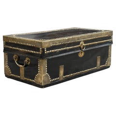 Early 19th Century Georgian Leather Brassbound Coaching Trunk
