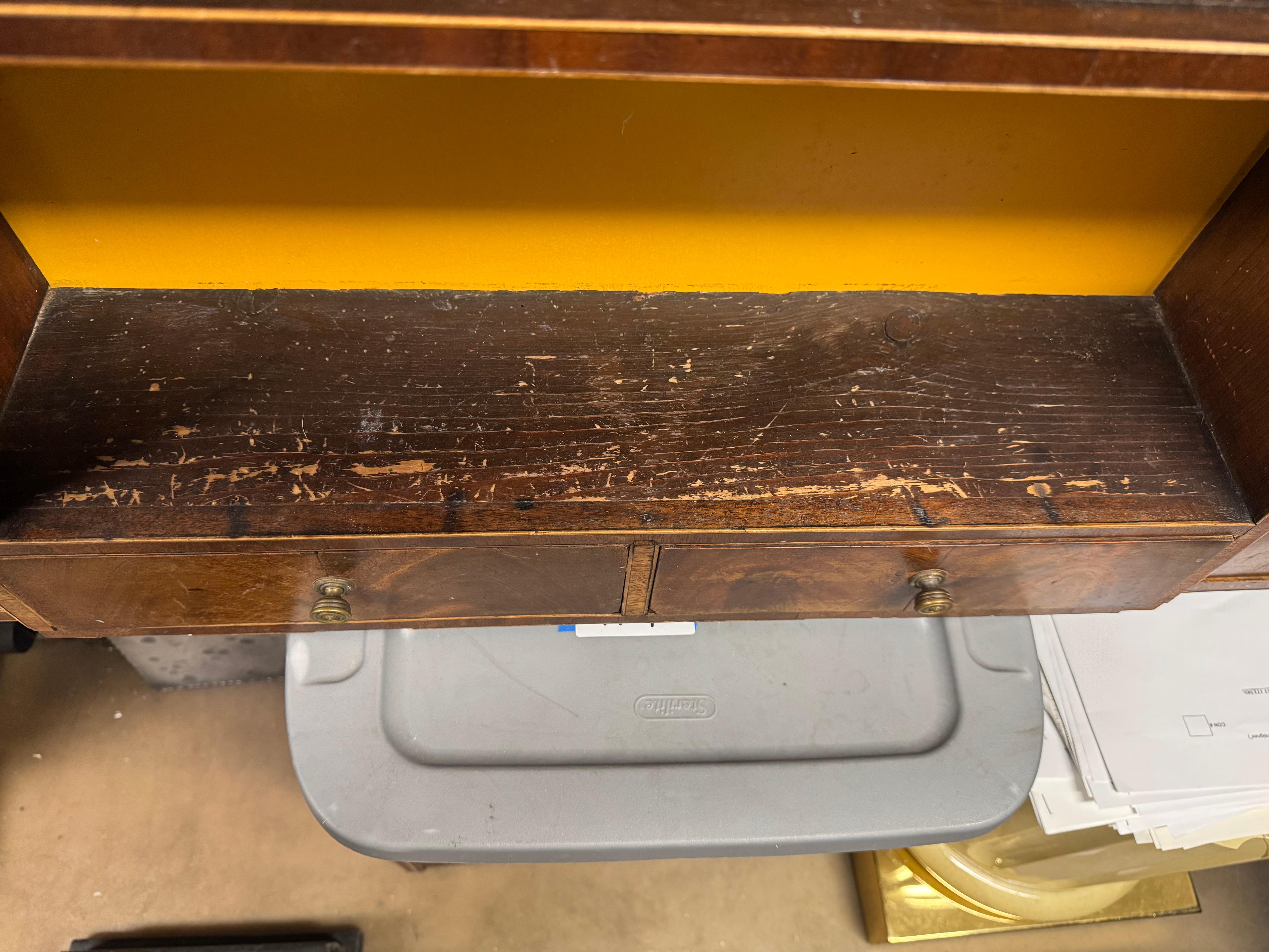 Early 19th Century Georgian 6 drawer Mahogany with Inlay Wall Hanging Shelf For Sale 7