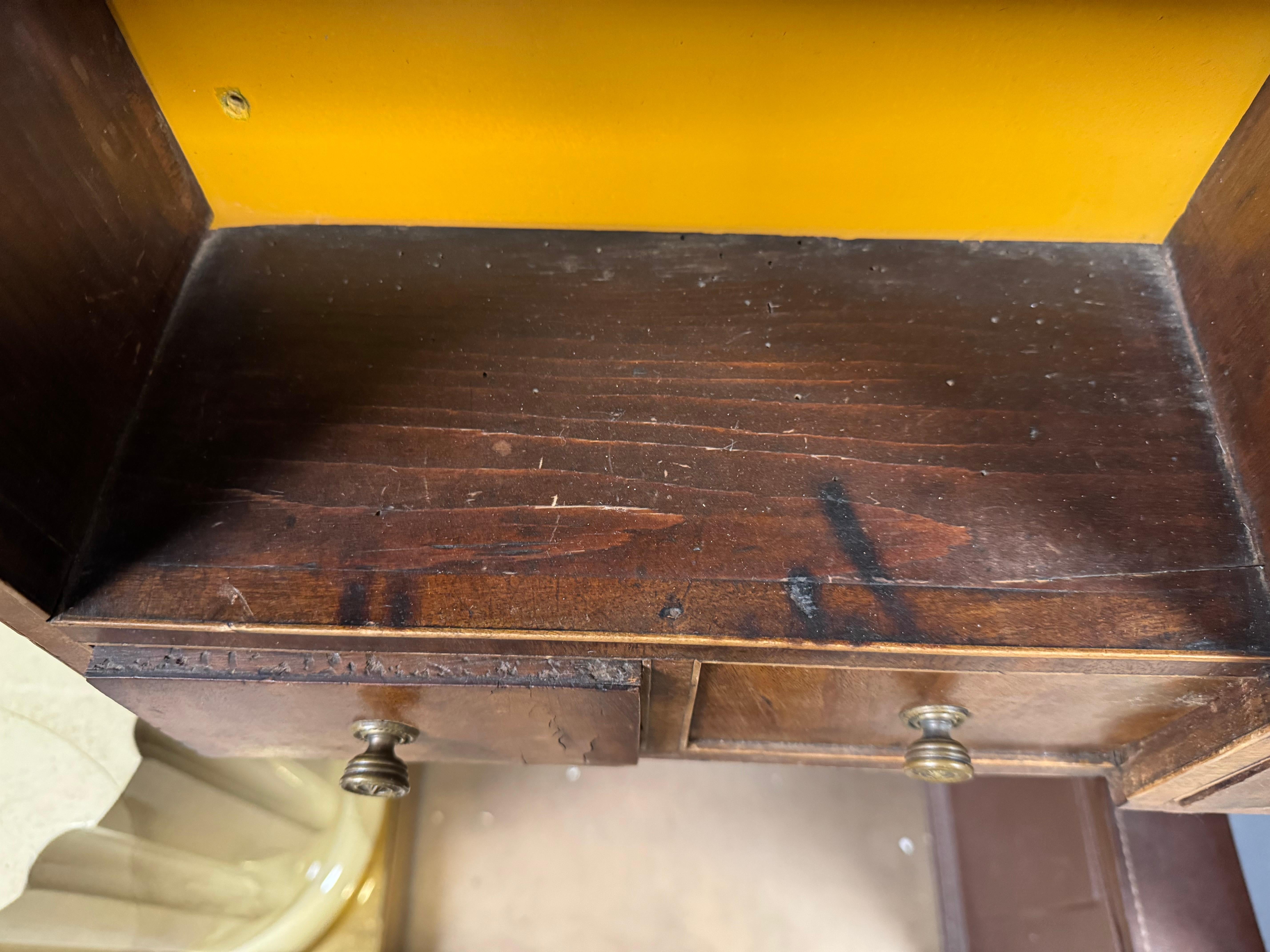 Early 19th Century Georgian 6 drawer Mahogany with Inlay Wall Hanging Shelf For Sale 8