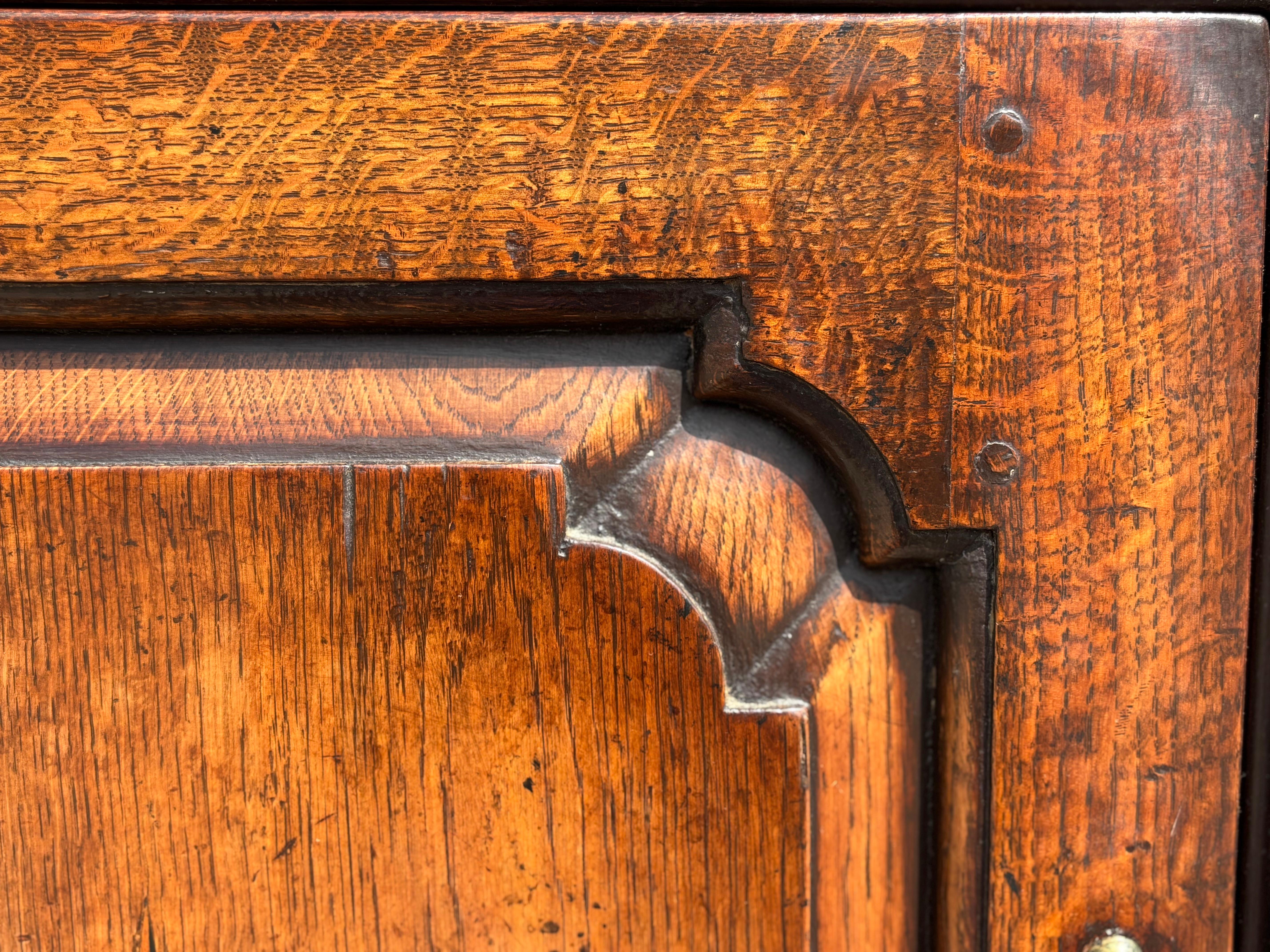 Base de commode du début du 19e siècle en chêne géorgien et ronce d'orme incrustée en vente 10