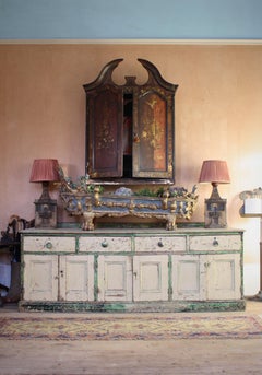 Early 19th Century Georgian Painted Cream & Green Dresser Base Sideboard