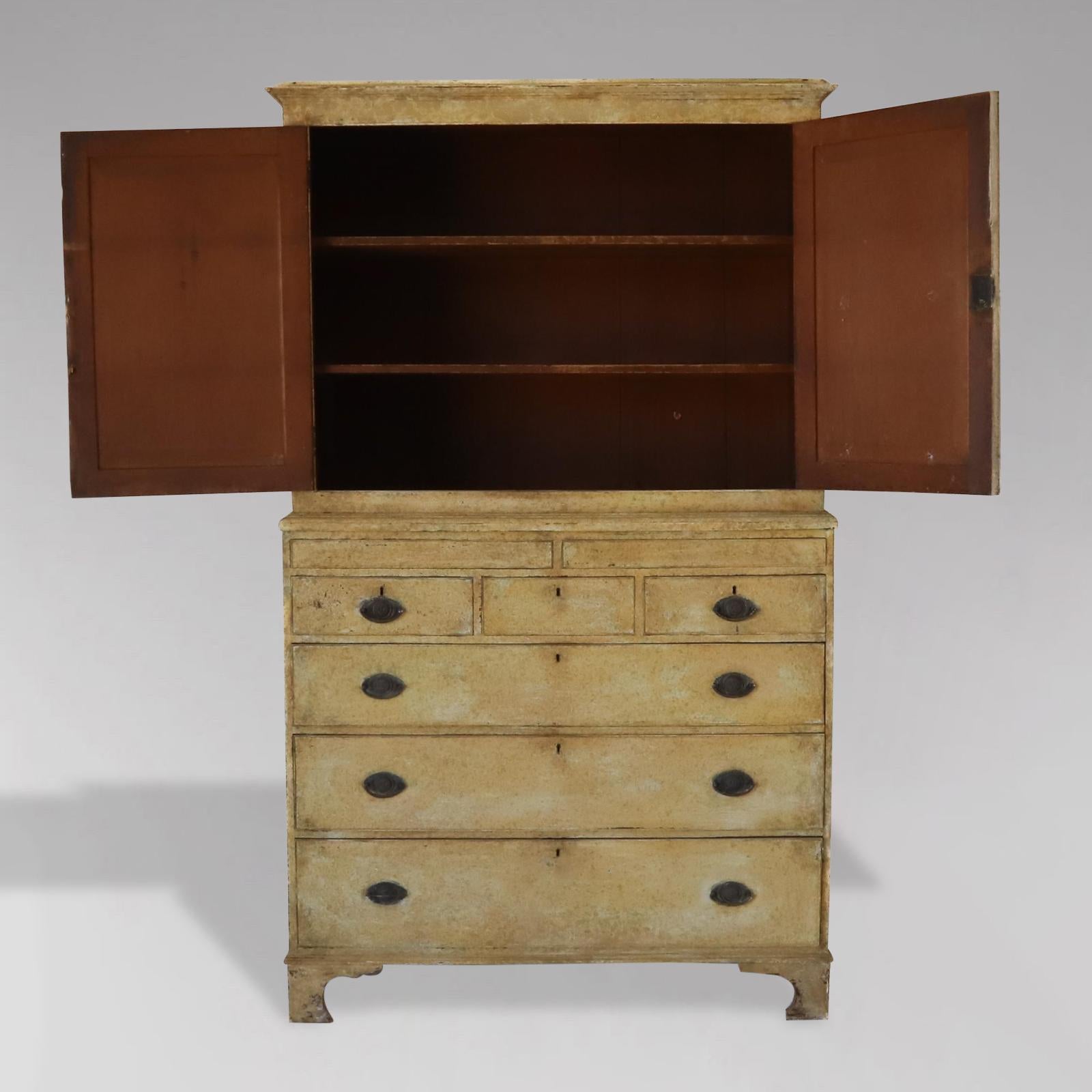 Early 19th Century Georgian Painted Housekeeper's Cupboard In Good Condition In Petworth,West Sussex, GB