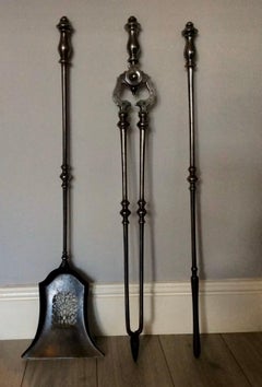 Early 19th Century Georgian Polished Steel Fire Irons