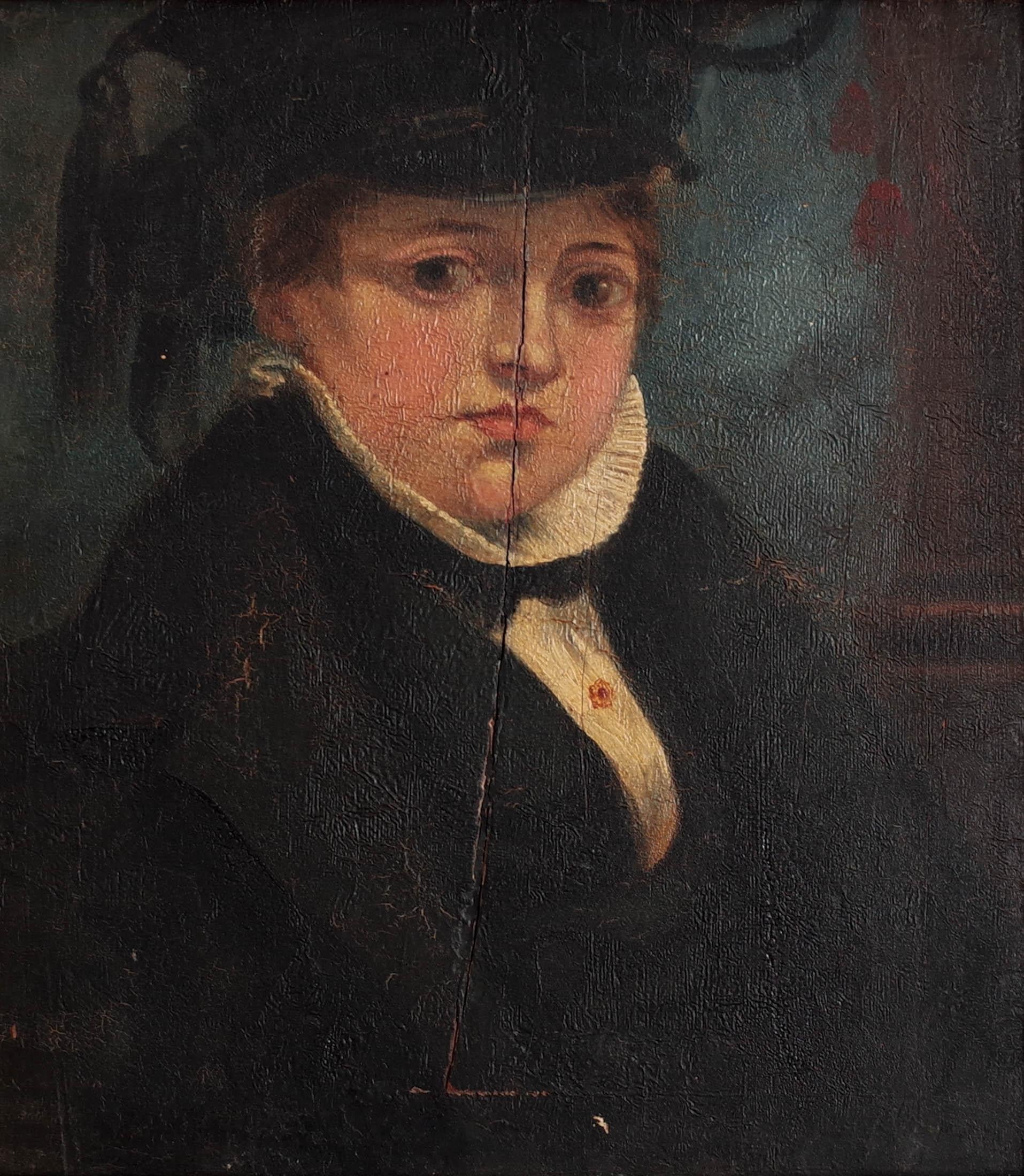 Biedermeier Early 19th Century, Georgian Portrait Painting, Oil on Board, C.1820s For Sale