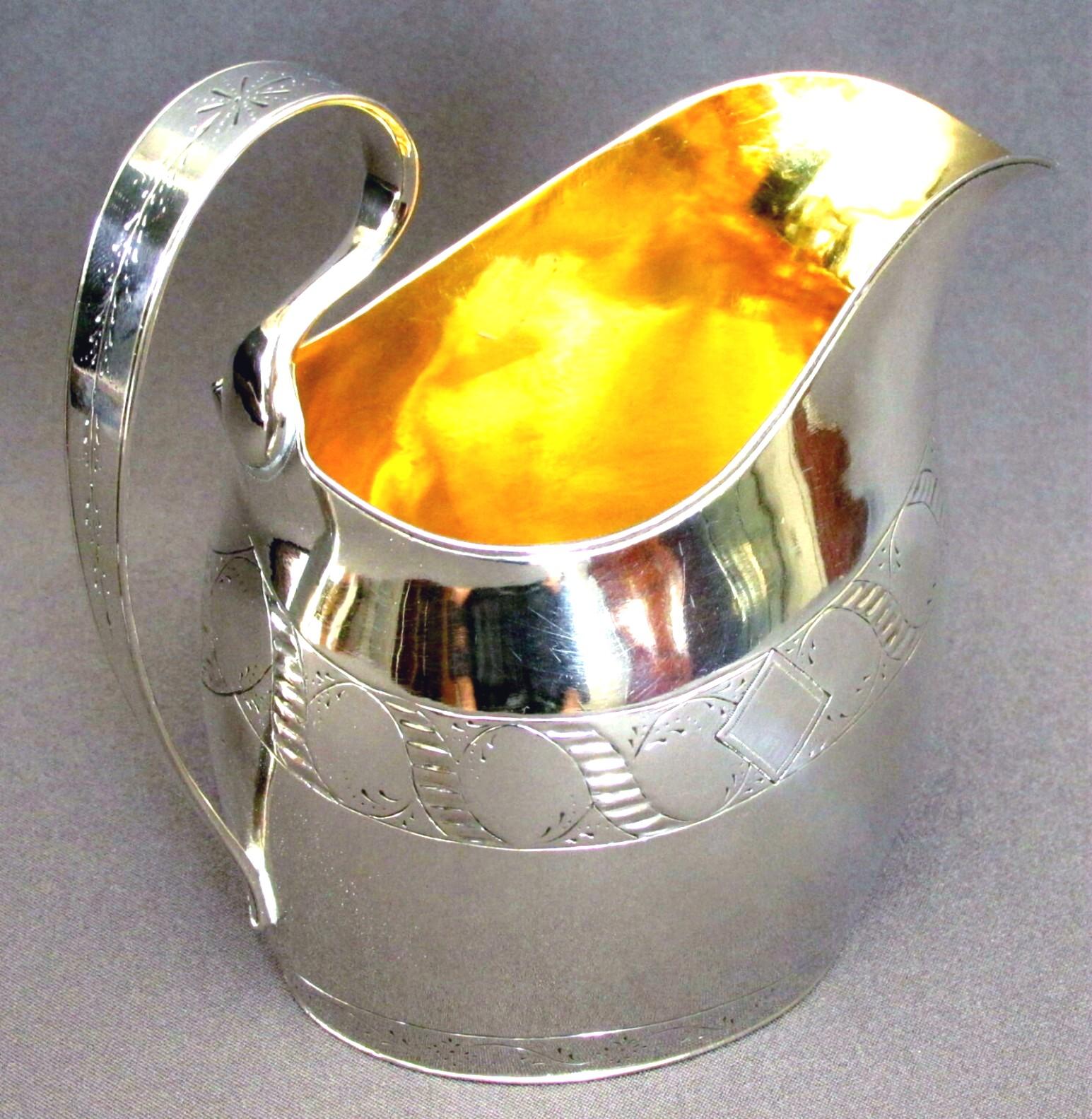 Gilt Early 19th Century Georgian Sterling Silver Cream Jug, English, Dated 1811 For Sale