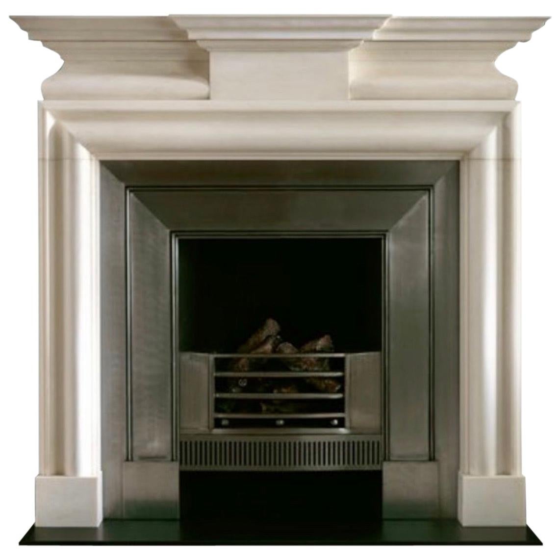 Early 19th Century Georgian Style Monumental Statuary Marble Fireplace Surround