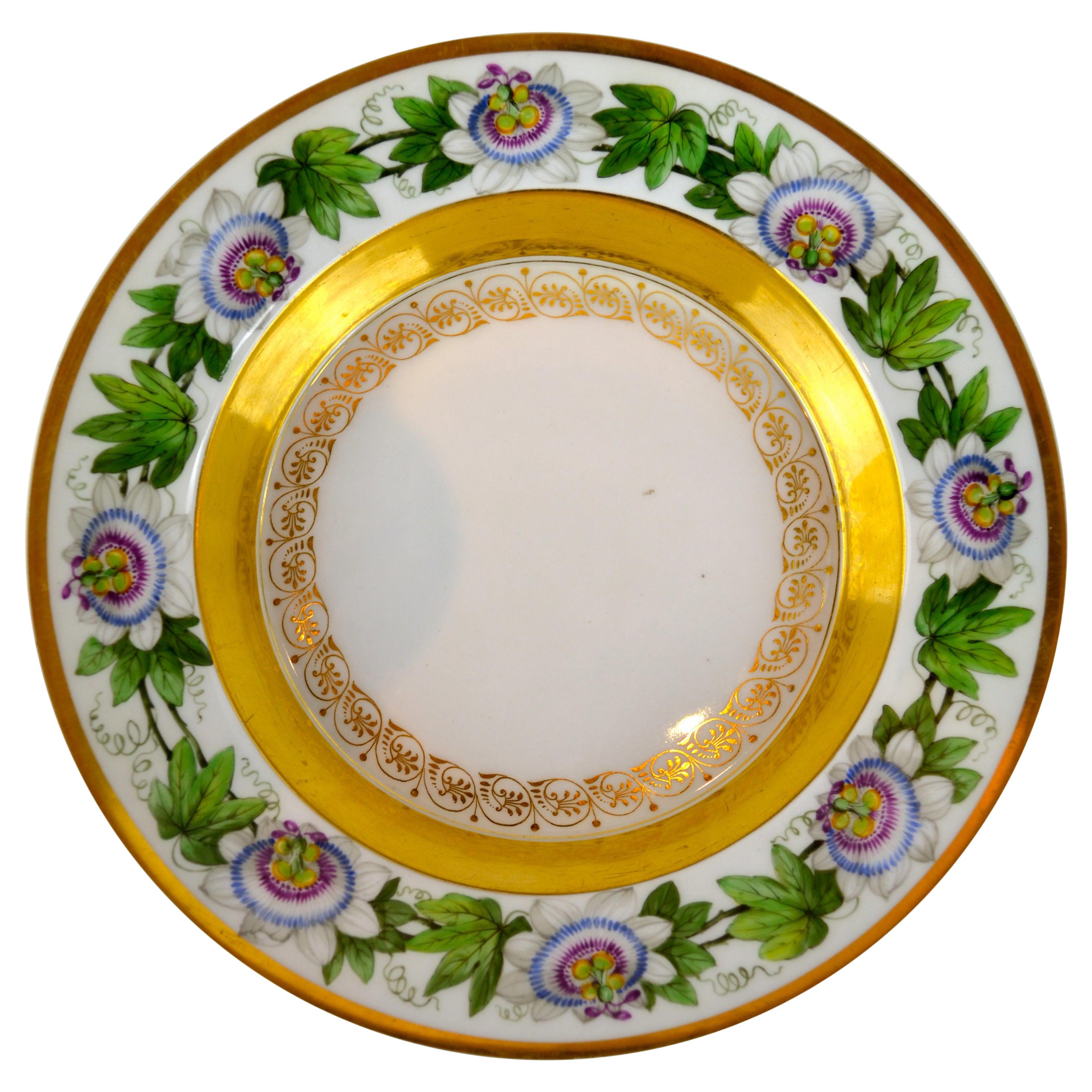 Early 19th Century German Berlin KPM Passion Flower Botanical Plate