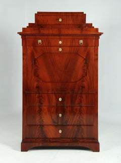 Early 19th Century German Biedermeier Secretaire Desk with Secret Compartment