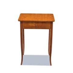 Early 19th Century German Biedermeier Side Table ca. 1820 Birchwood with Drawer