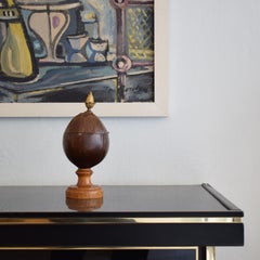 Early 19th Century, German Coconut Box on a Turned Wooden Stand with Gilded Cast