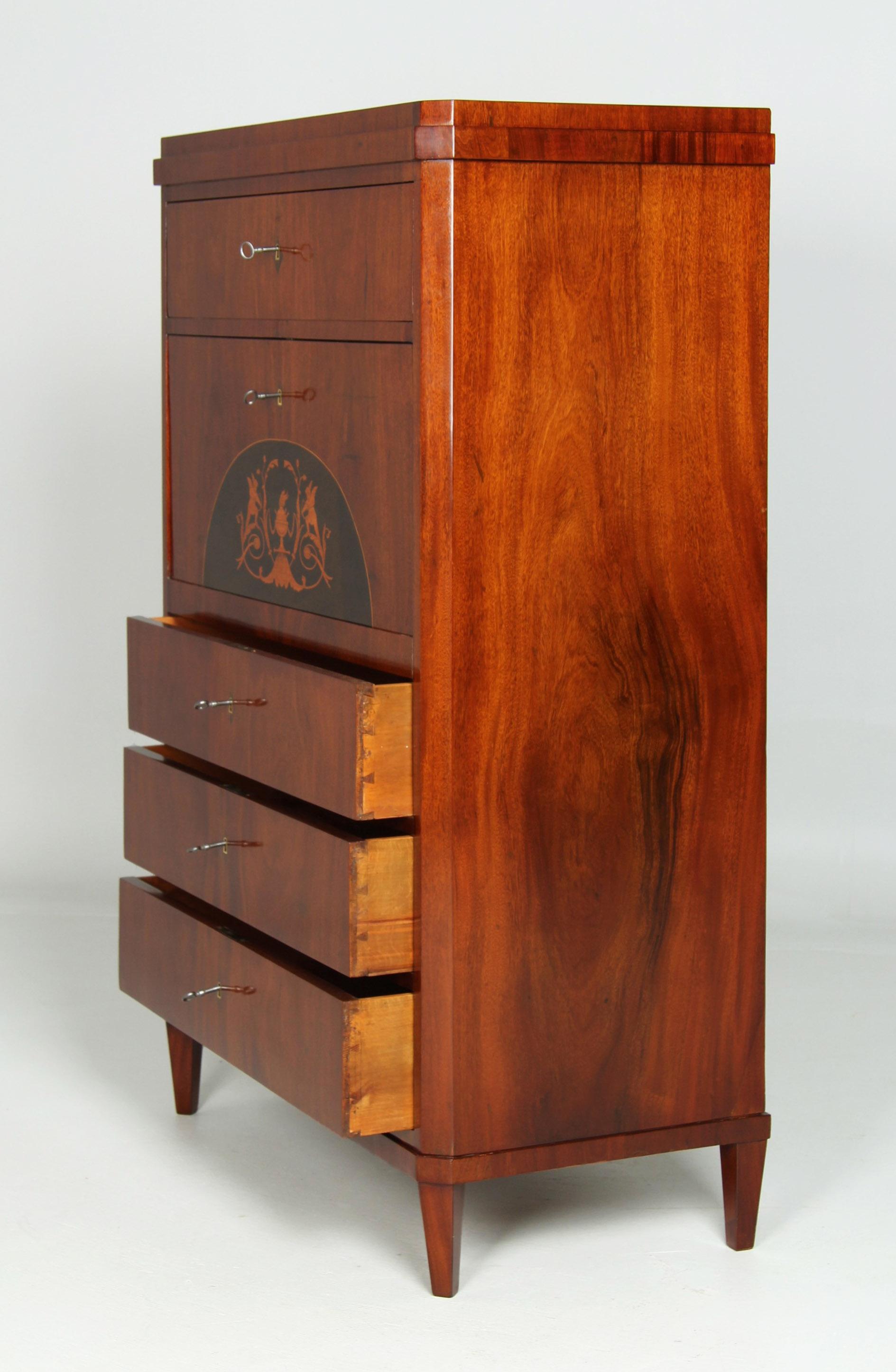 Secrétaire allemand ou danois du début du 19e siècle, acajou, Biedermeier, vers 1815 en vente 11