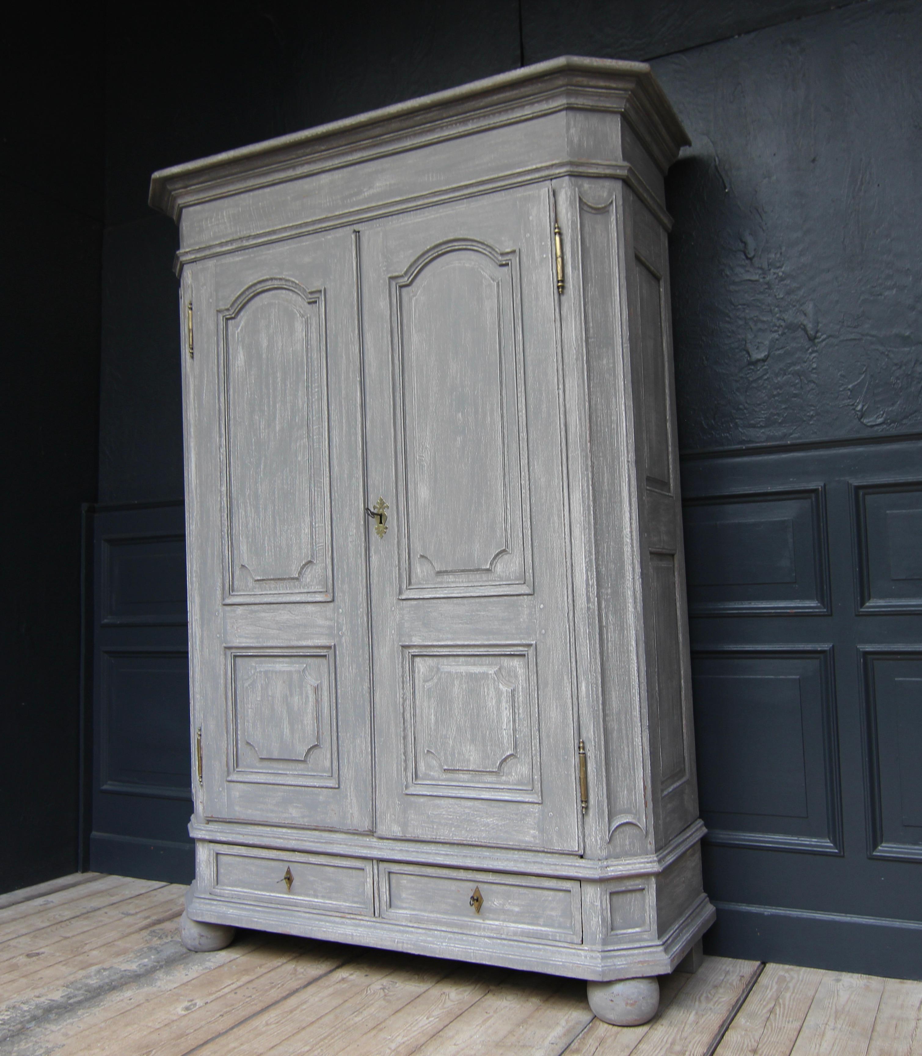 Oak Early 19th Century German Provincial Painted Cabinet