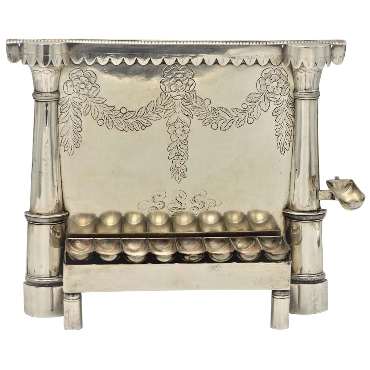 18th Century Habsburg Empire Silver Hanukkah Lamp Menorah