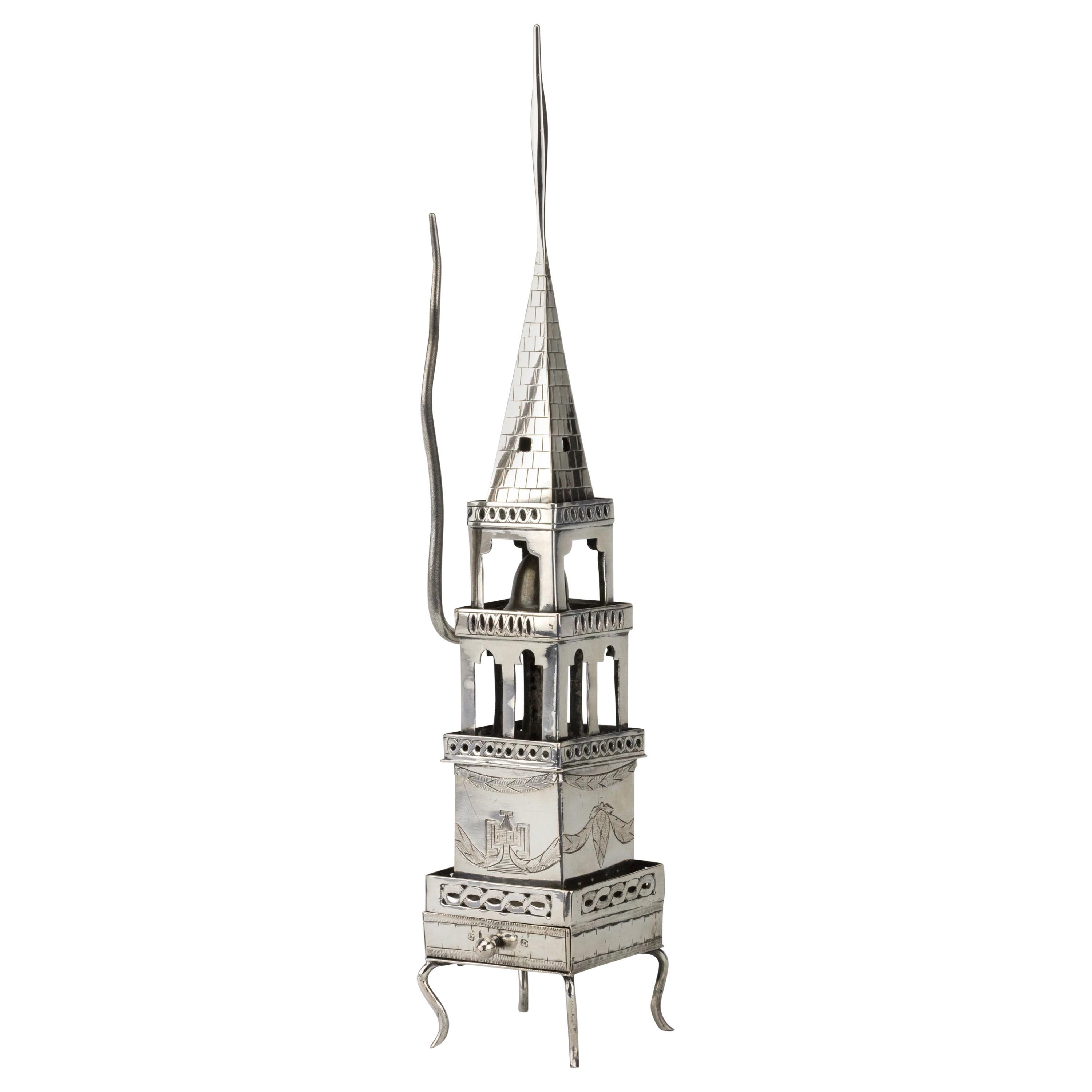 Early 19th Century Habsburg Empire Silver Spice Tower and Havdalah Compendium