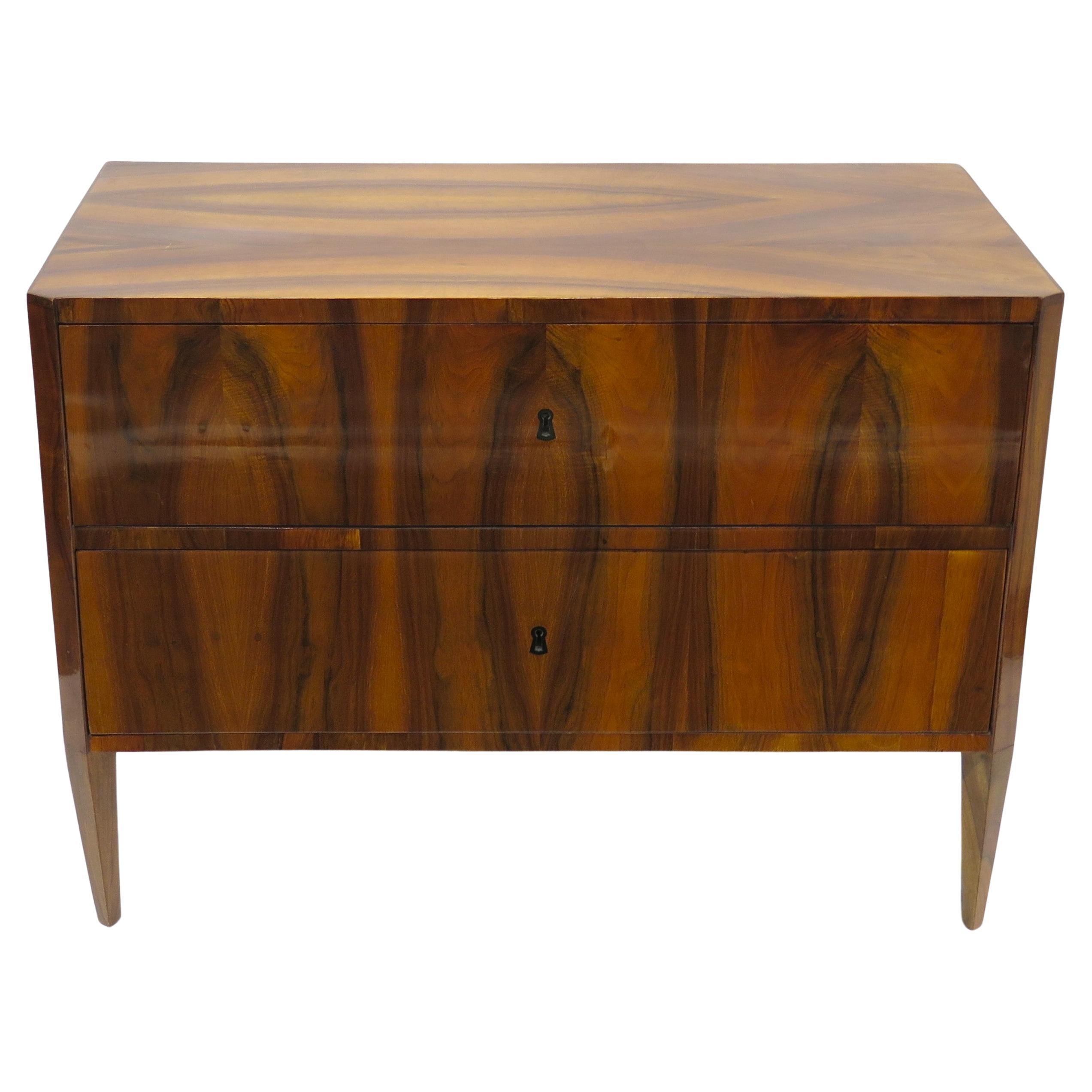 Early 19th Century German Walnut Two Drawers Biedermeier Commode