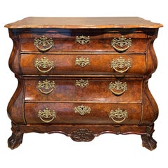 Early 19th Century German Würzburger Walnut Chest in a Great Bombe Form
