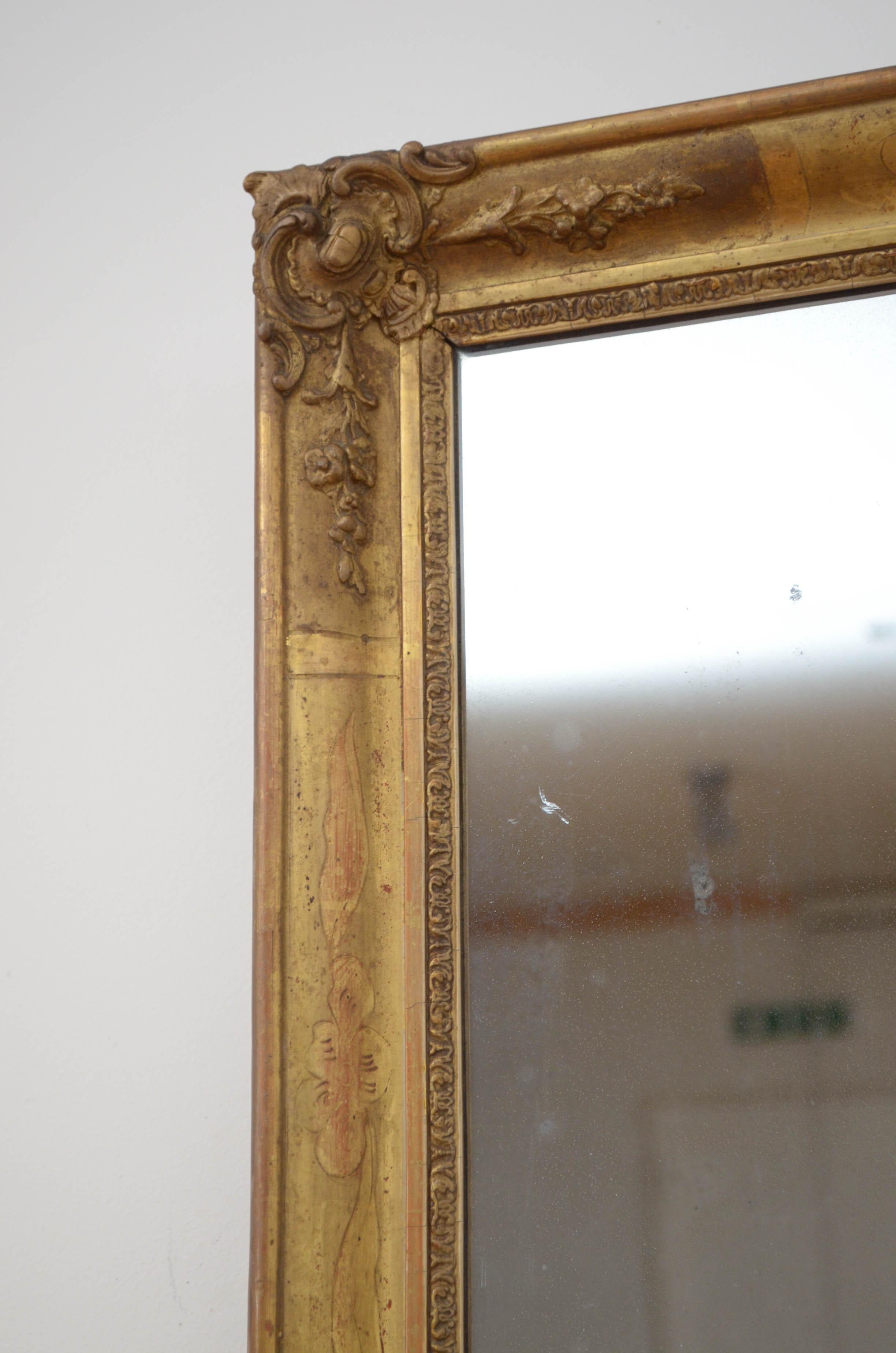 XIXe siècle Miroir mural doré du début du 19e siècle Miroir français en vente