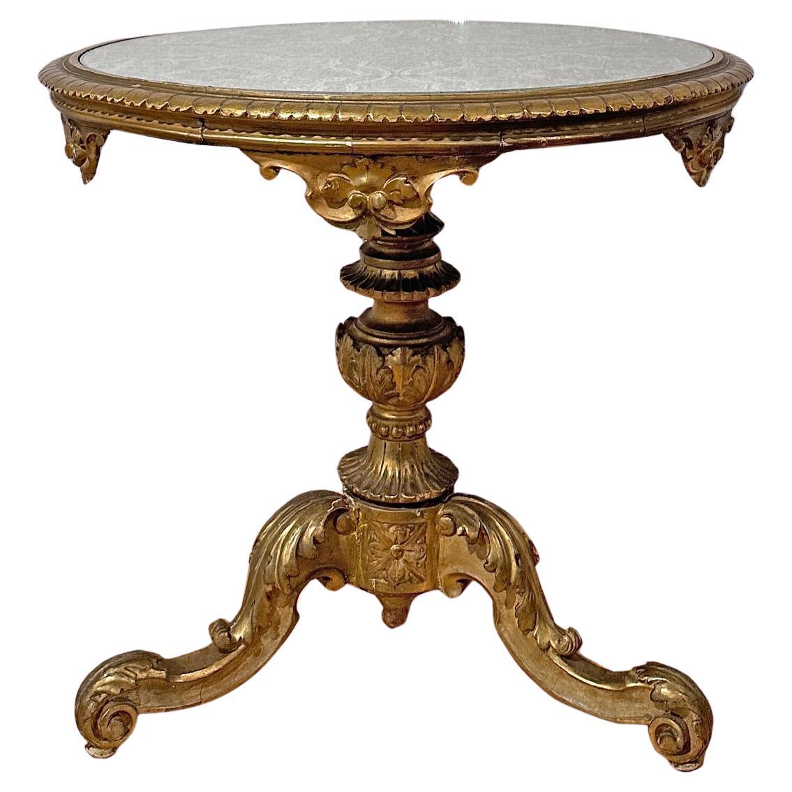 EARLY 19th CENTURY GILDED WOOD TEA TABLE  For Sale
