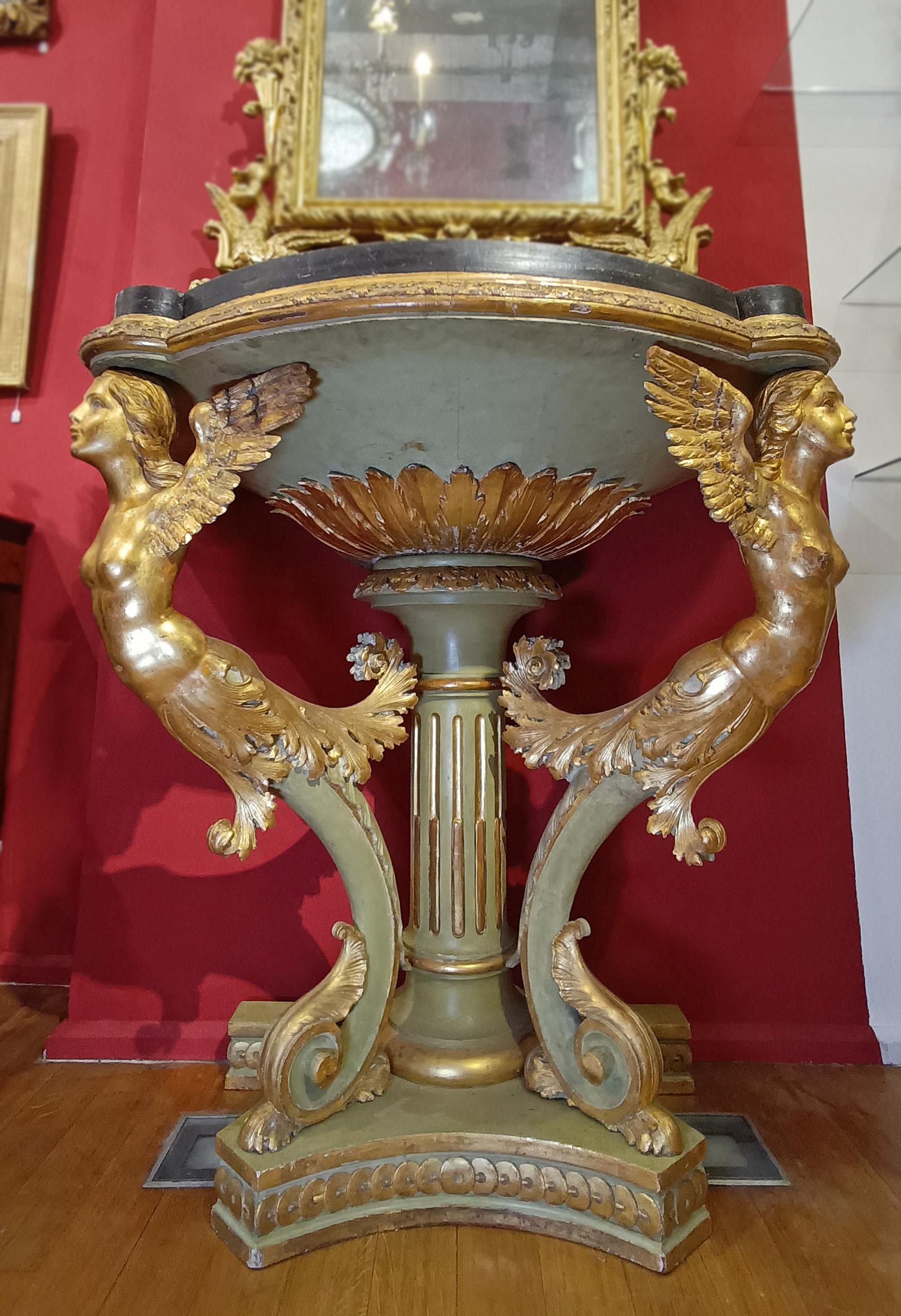 EARLY 19th CENTURY GILT AND PAINTED EMPIRE CONSOLE TABLE For Sale 2
