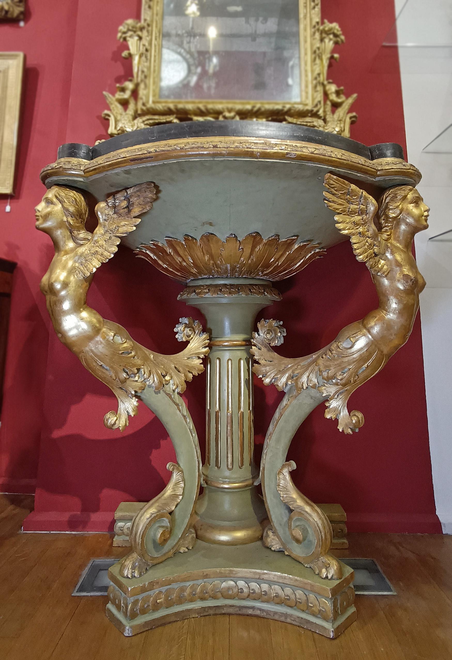 EARLY 19th CENTURY GILT AND PAINTED EMPIRE CONSOLE TABLE in vendita 2