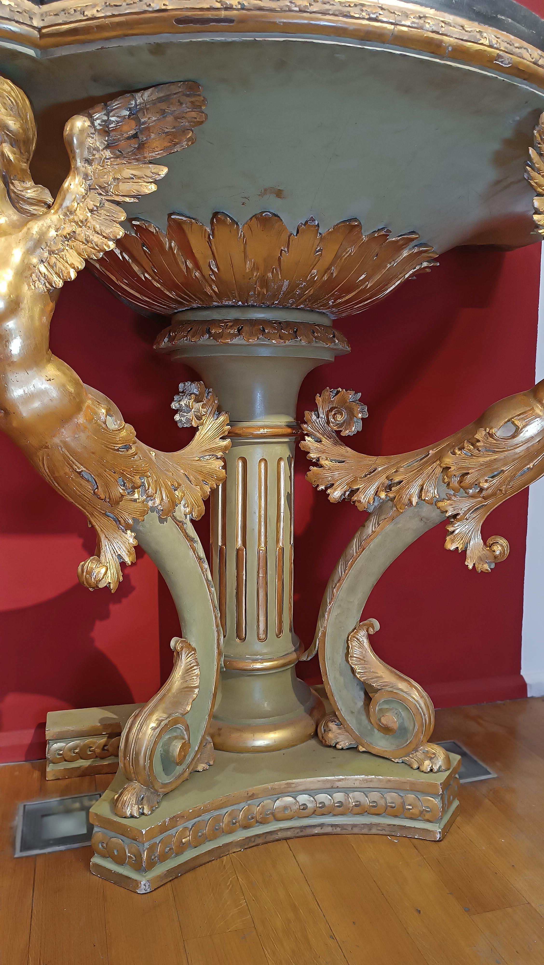 EARLY 19th CENTURY GILT AND PAINTED EMPIRE CONSOLE TABLE For Sale 5