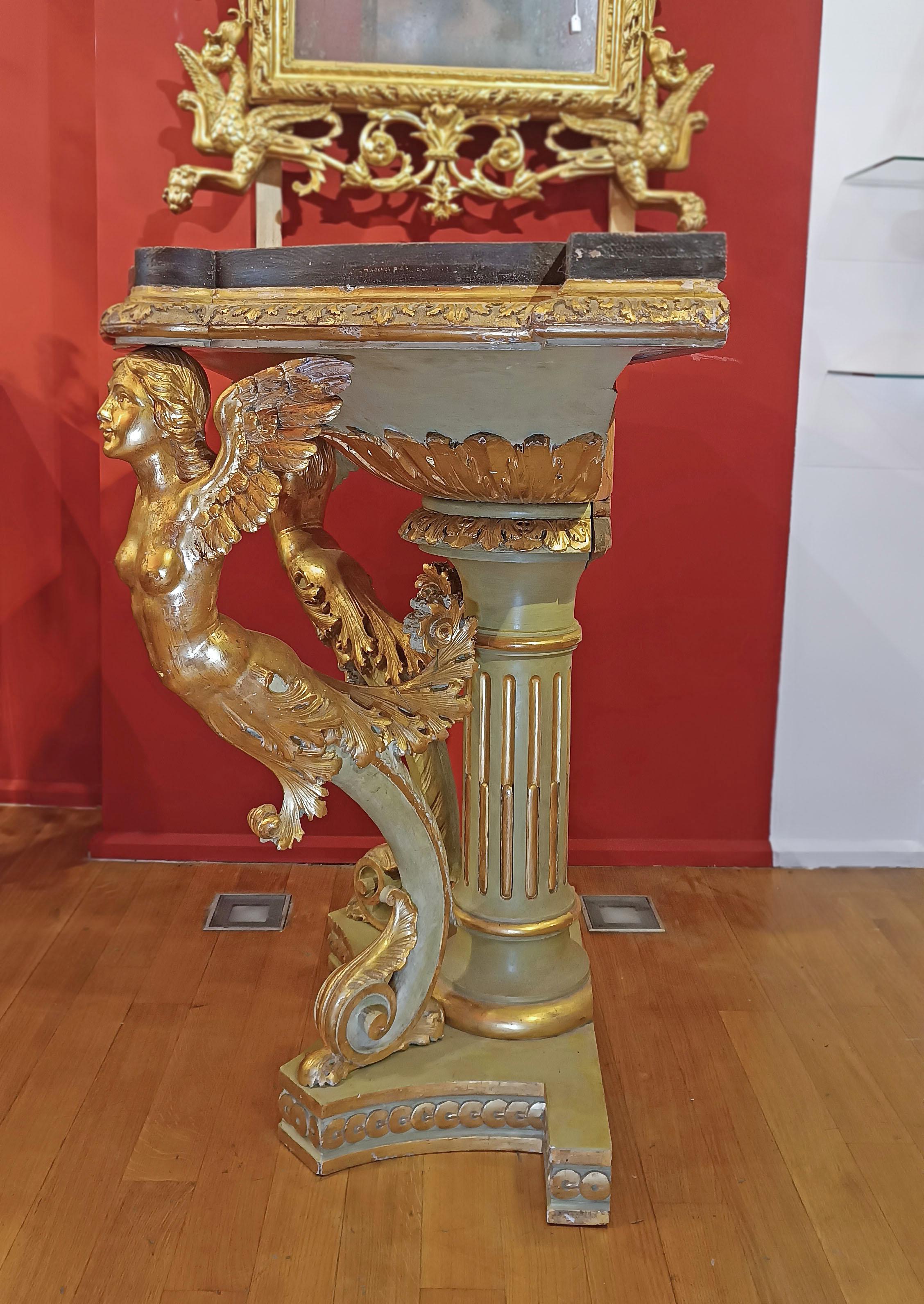 Empire EARLY 19th CENTURY GILT AND PAINTED EMPIRE CONSOLE TABLE For Sale