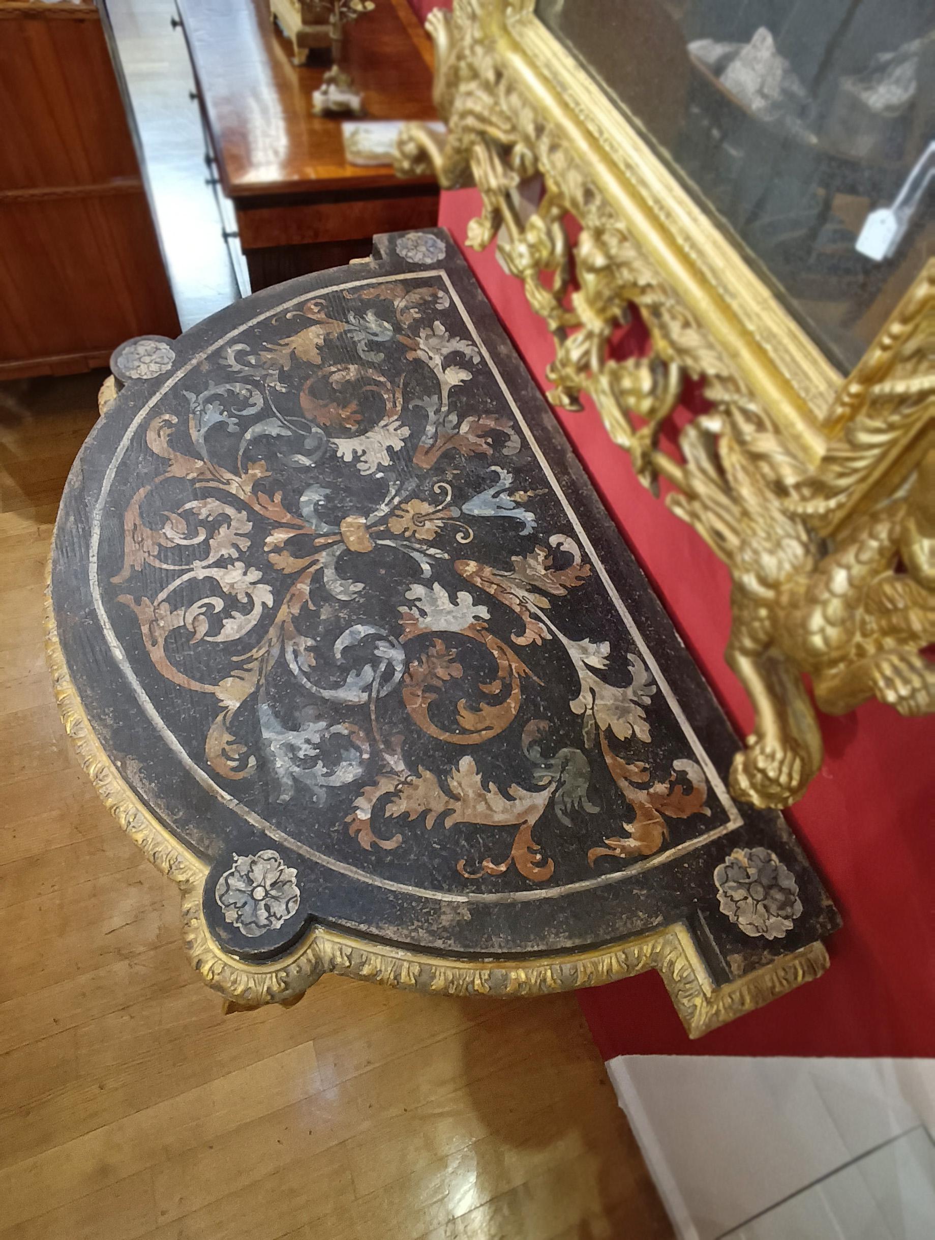 Hand-Carved EARLY 19th CENTURY GILT AND PAINTED EMPIRE CONSOLE TABLE For Sale