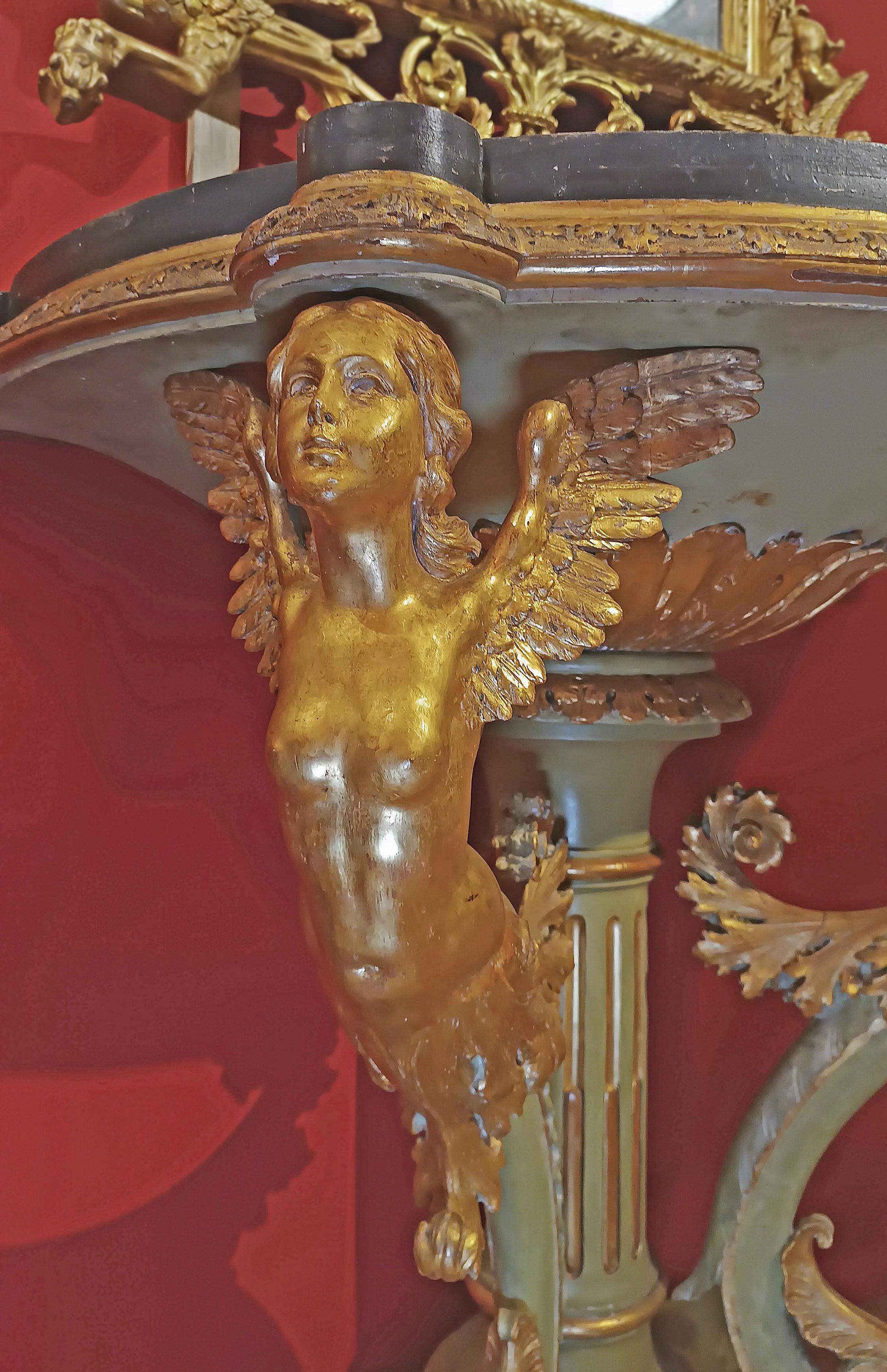 19th Century EARLY 19th CENTURY GILT AND PAINTED EMPIRE CONSOLE TABLE For Sale