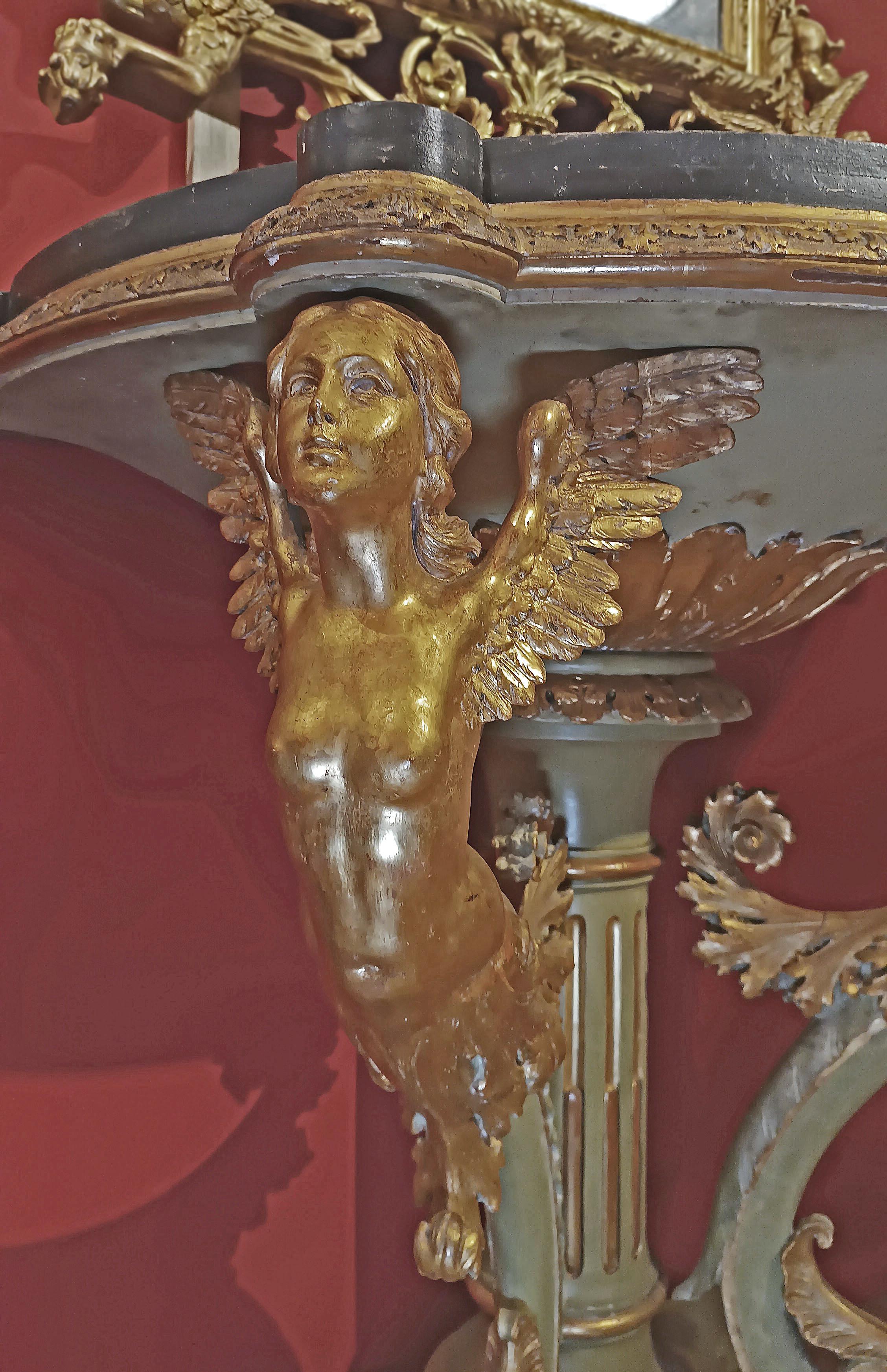 19th Century EARLY 19th CENTURY GILT AND PAINTED EMPIRE CONSOLE TABLE in vendita