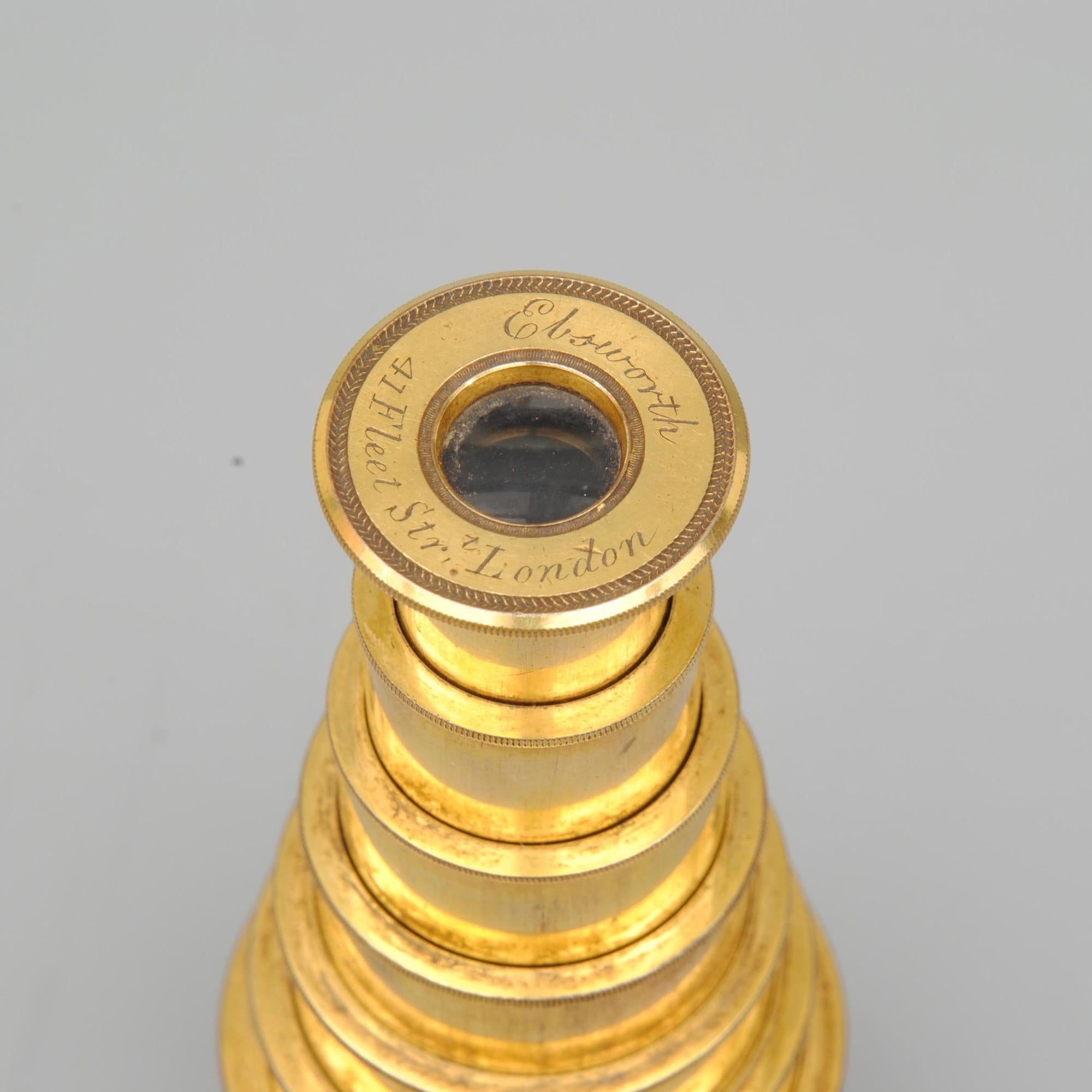 Engraved Early 19th Century Gilt Brass Spy Glass Telescope For Sale