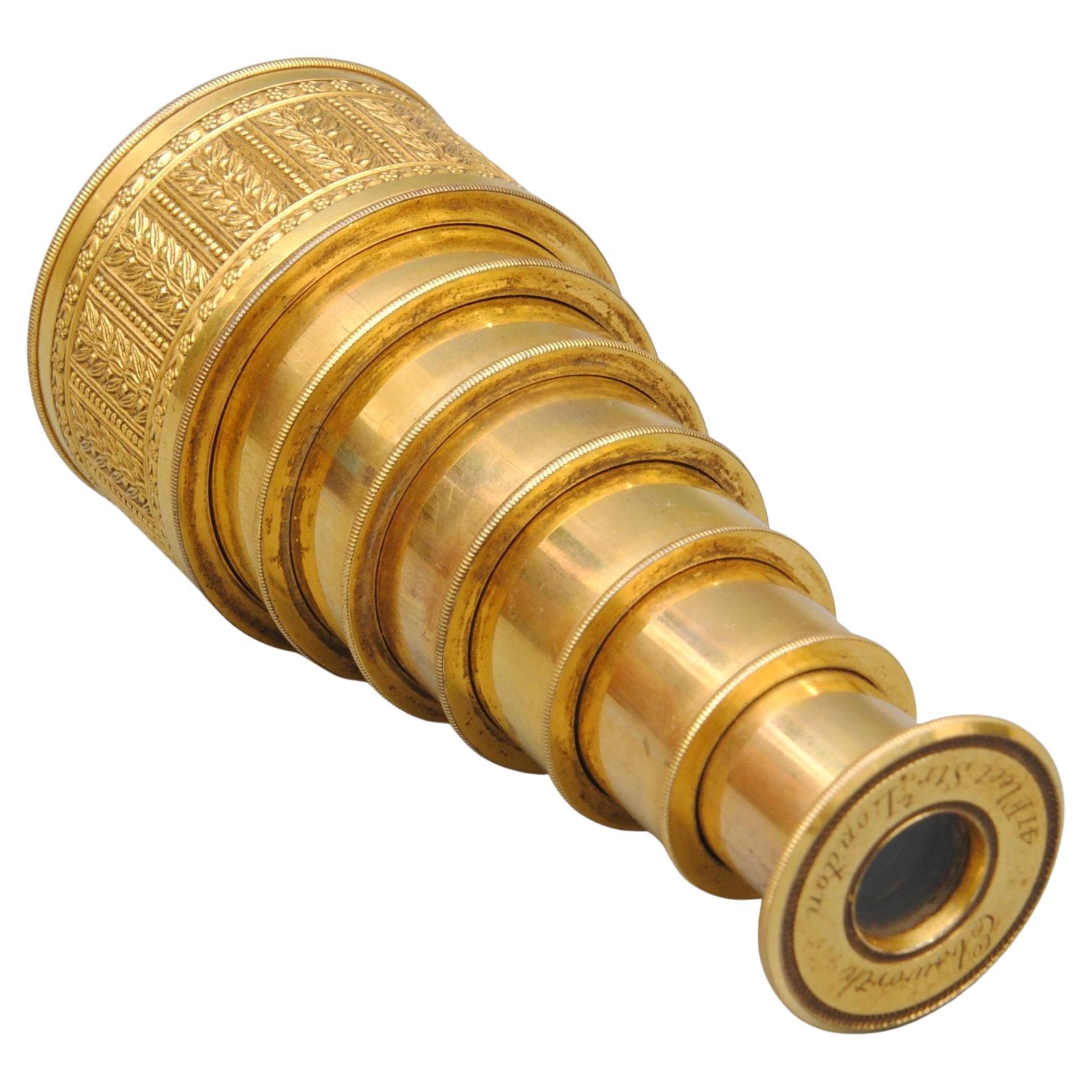 Early 19th Century Gilt Brass Spy Glass Telescope For Sale