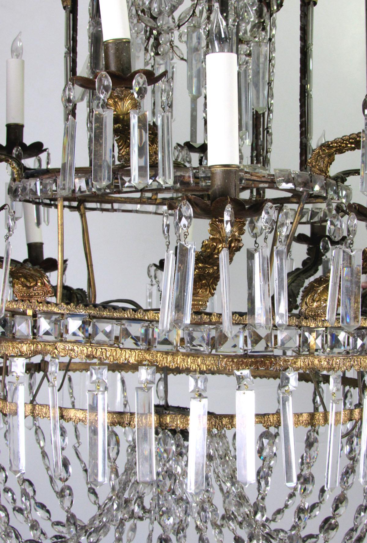 Early 19th Century Gilt Bronze and Crystal Chandelier For Sale 2