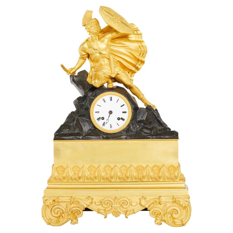 Early 19th Century Gilt Bronze Figural Mantel Clock For Sale at 1stDibs