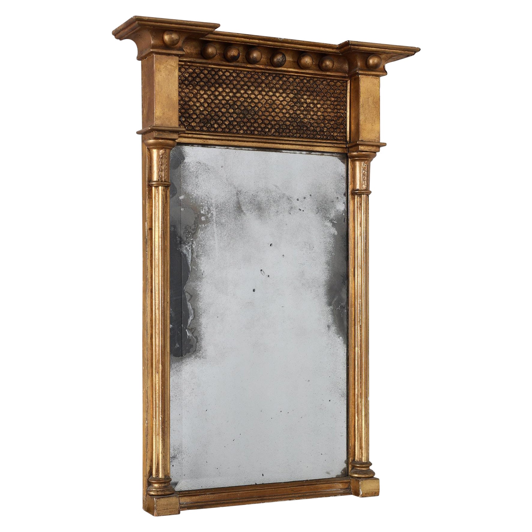 Early 19th-century Gilt Frame Mirror With Mercury Bevelled Plate For Sale