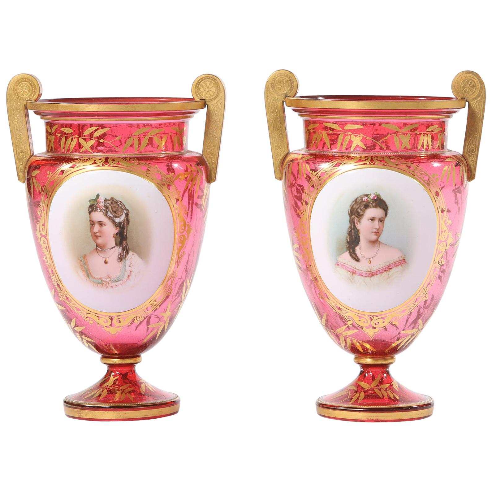 Early 19th Century Gilt Glass Pair of Vases or Urns For Sale