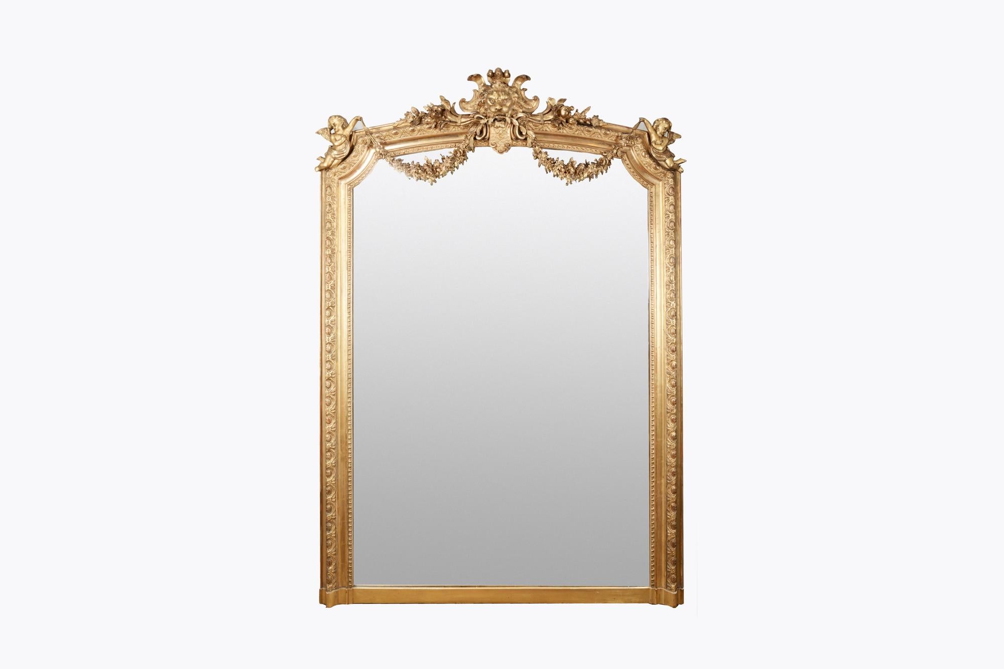 European Early 19th Century Gilt Overmantel Mirror After William Kent For Sale