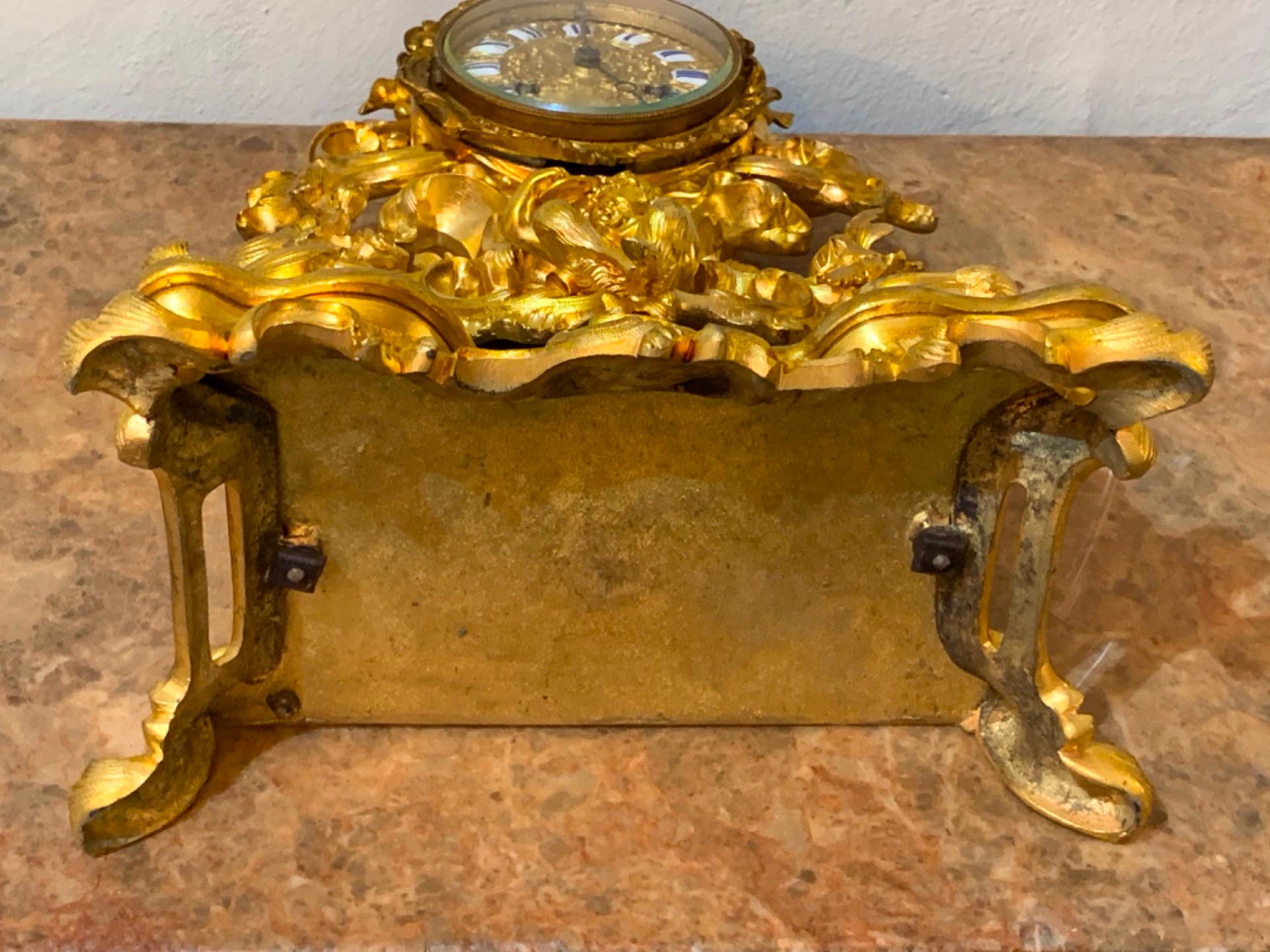 Early 19th Century Gilded Bronze Table Clocvk, Frederic Japy. Paris 5