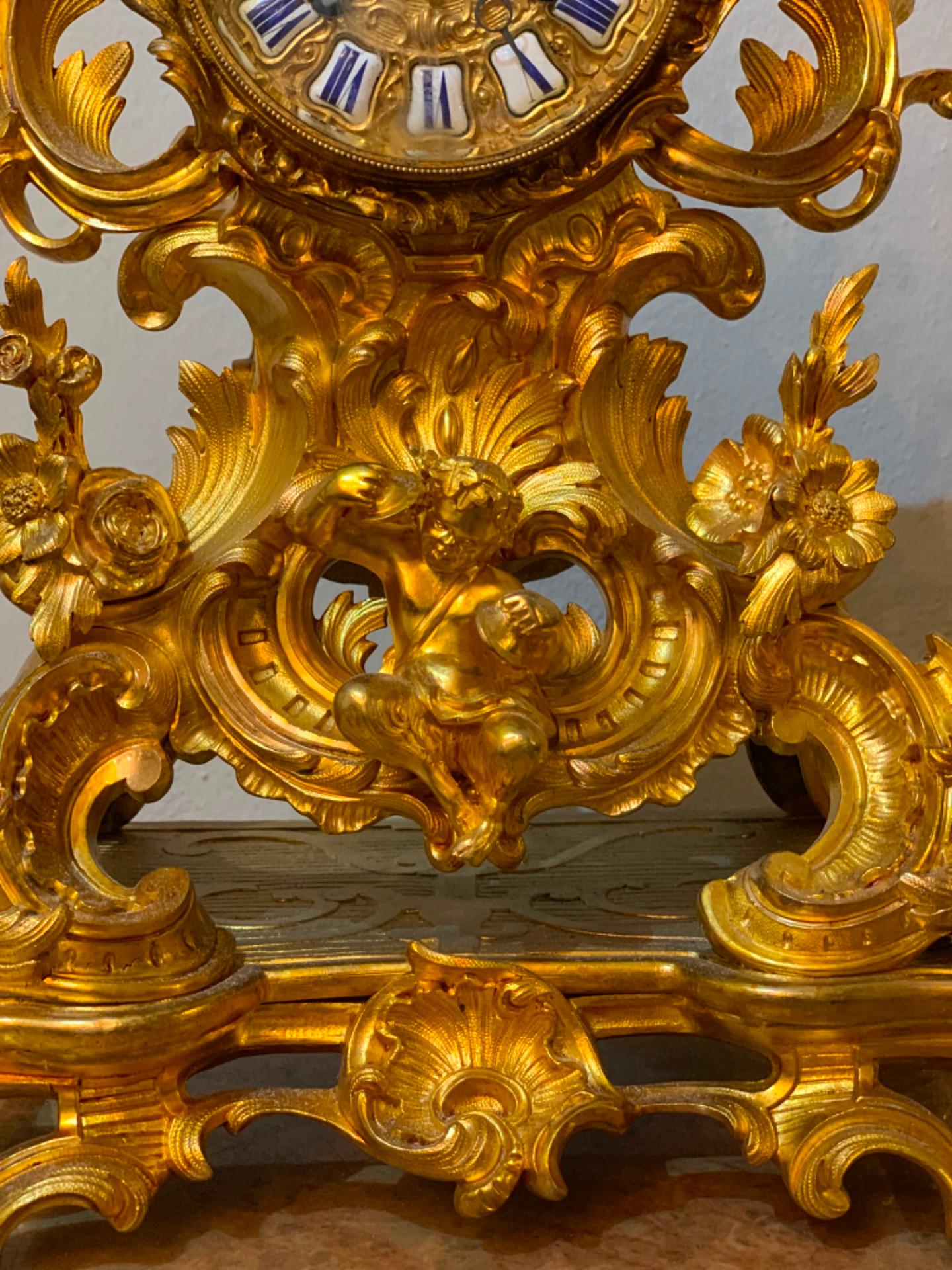 French Early 19th Century Gilded Bronze Table Clocvk, Frederic Japy. Paris